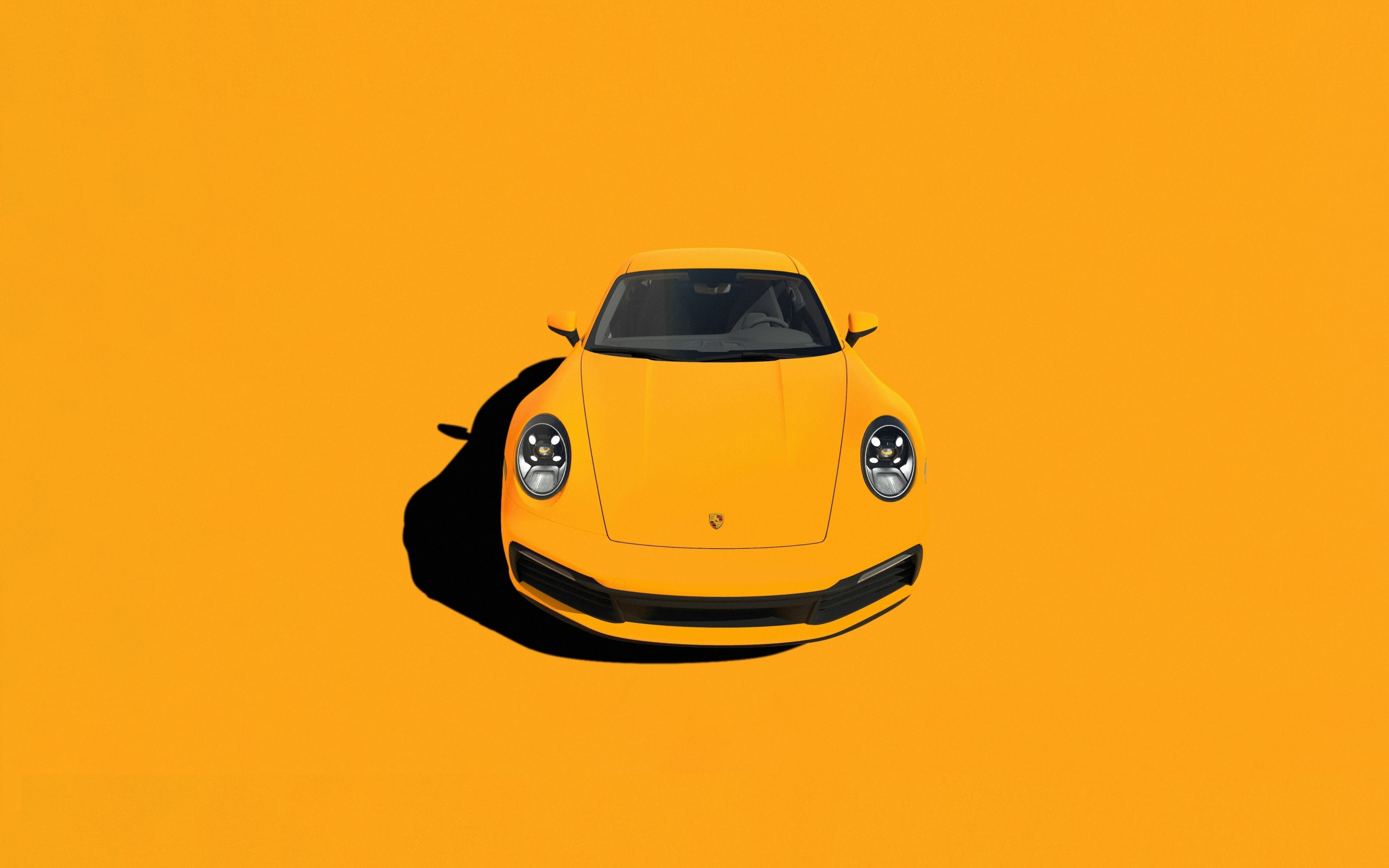 Porsche 911, yellow sportcar, minimal, 2880x1800 wallpaper