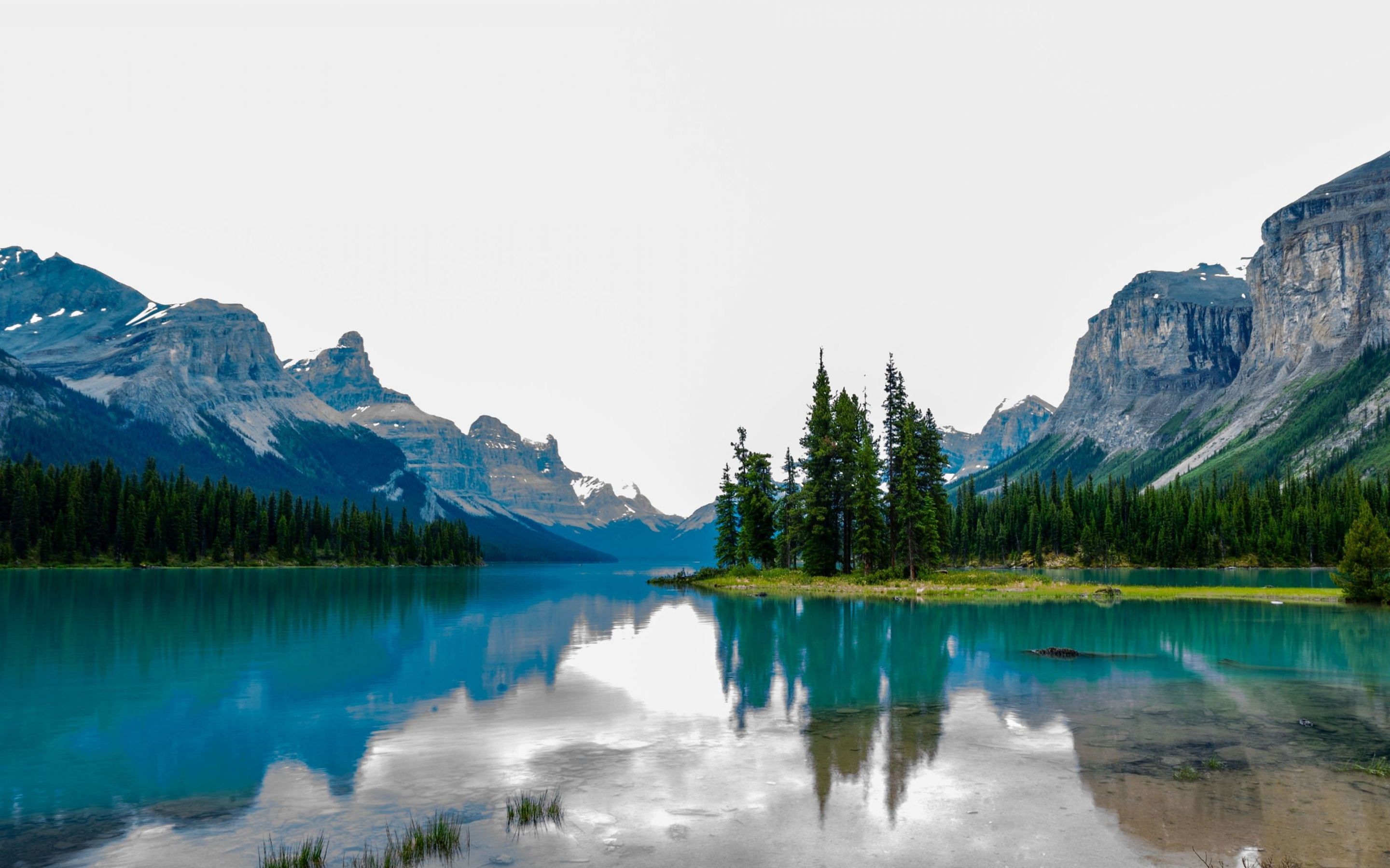 Maligne Lake, reflections, mountains, nature, 2880x1800 wallpaper