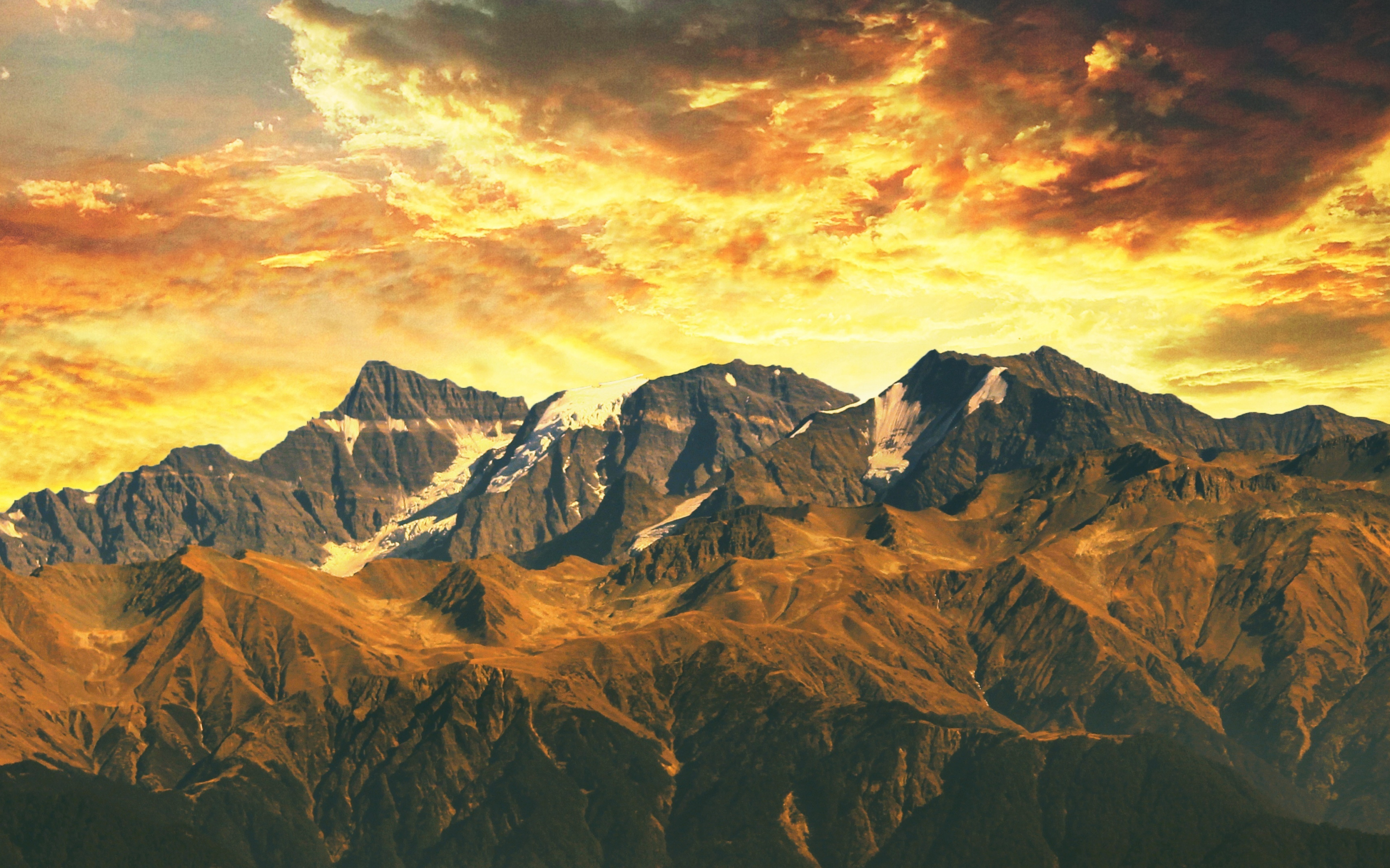 Mountains, Himalaya, sunset, India, 2880x1800 wallpaper