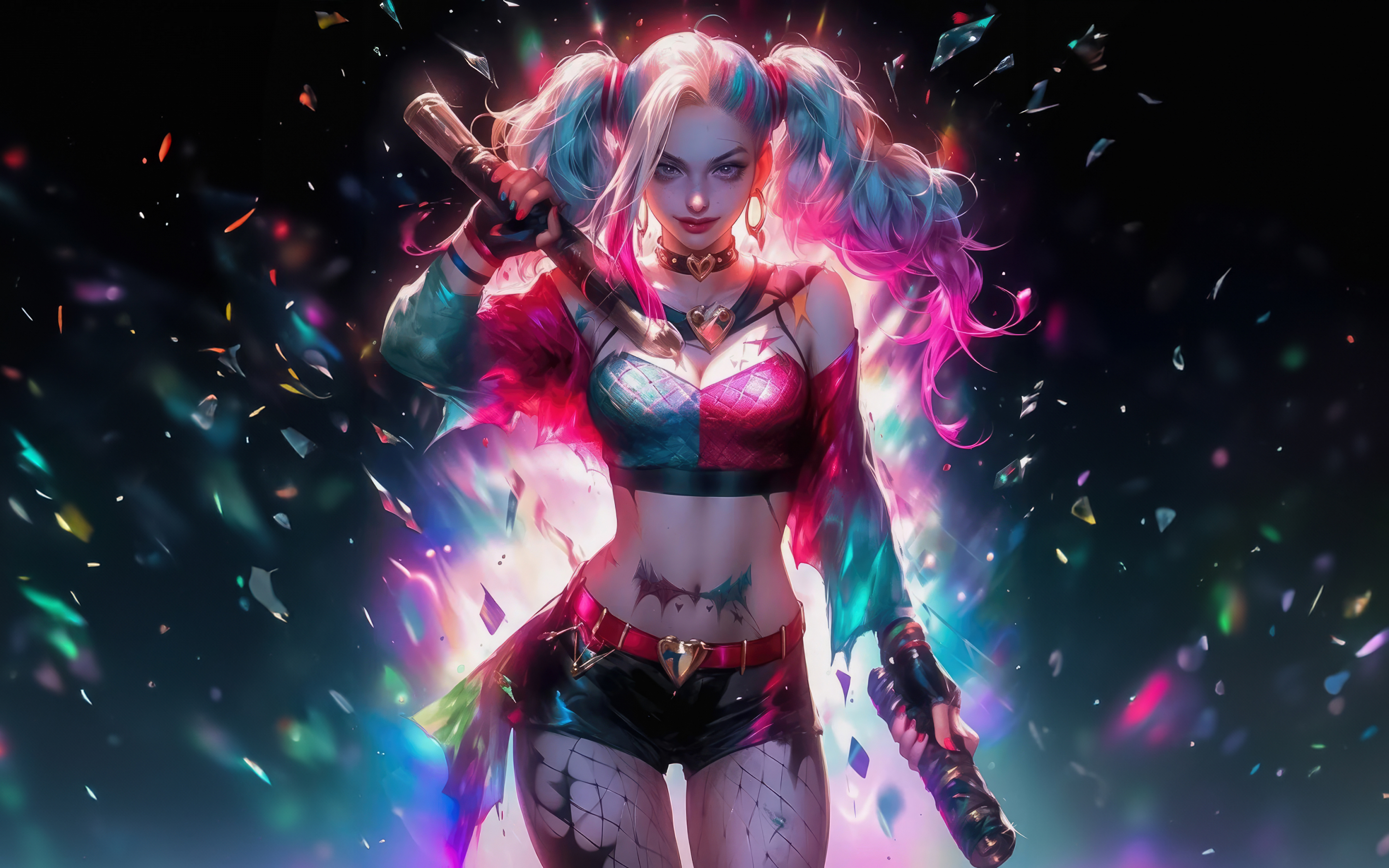 Bold & Beautiful Harley Quinn, vibrant vengeance, art, 2880x1800 wallpaper