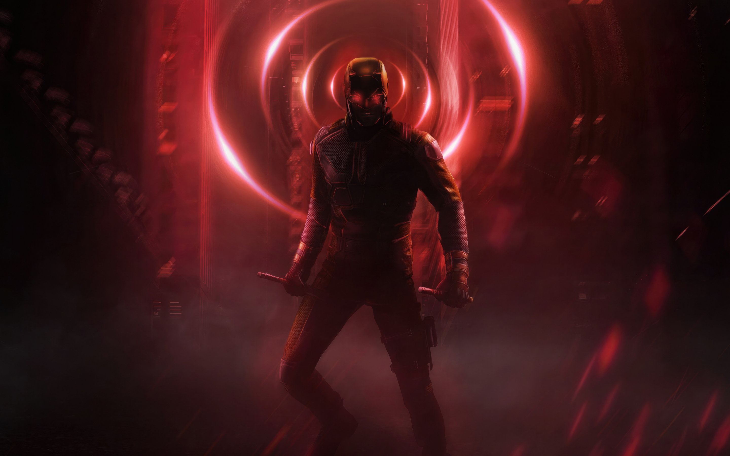 Daredevil 2023, blind superhero, silhouette, 2880x1800 wallpaper