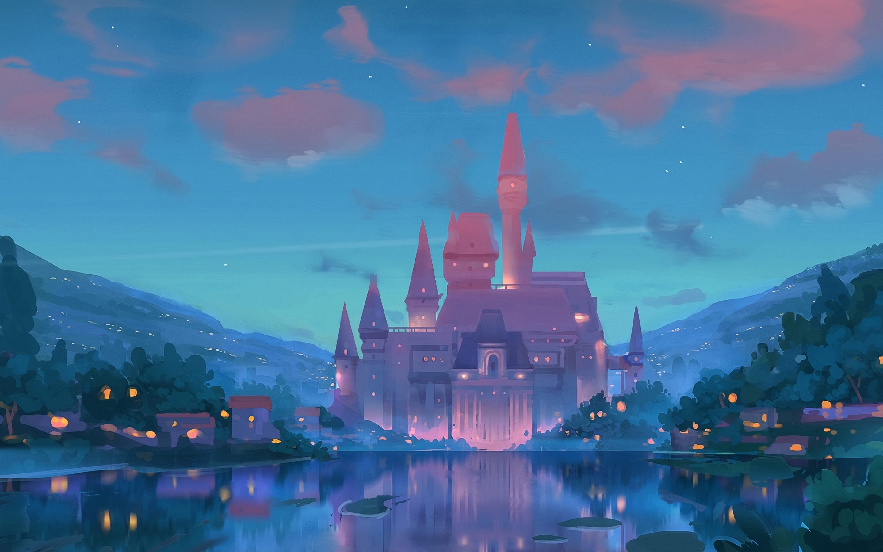 Castle, fantasy, artwork, 2880x1800 wallpaper