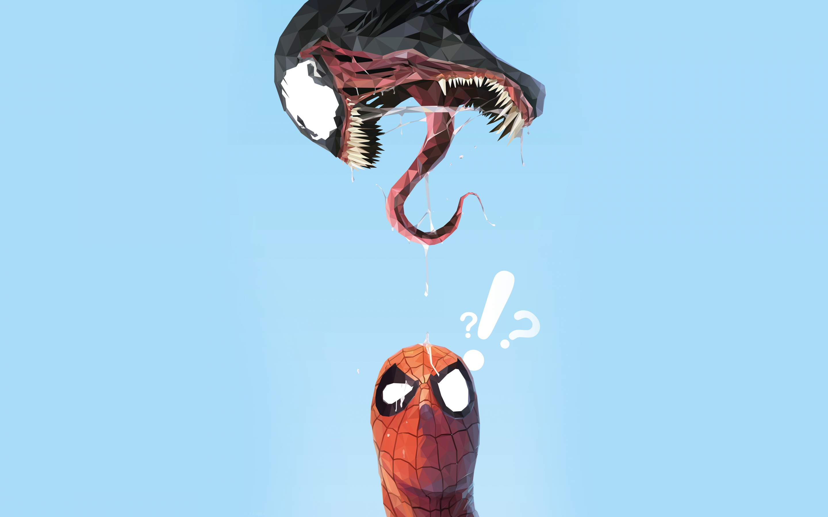 Spider-man and venom, artwork, minimal, 2880x1800 wallpaper