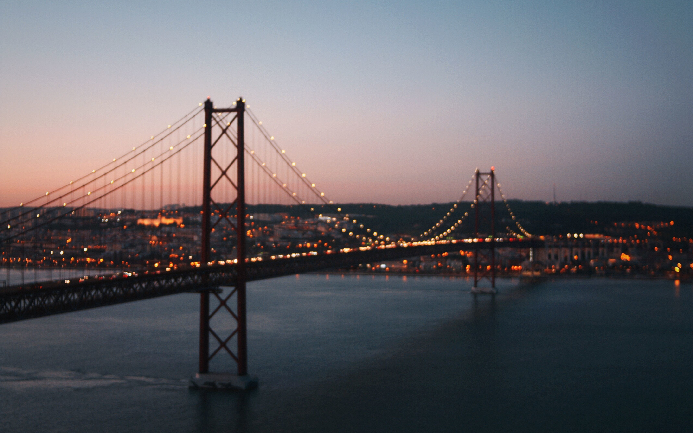 Blur, bridge, sunset, 2880x1800 wallpaper