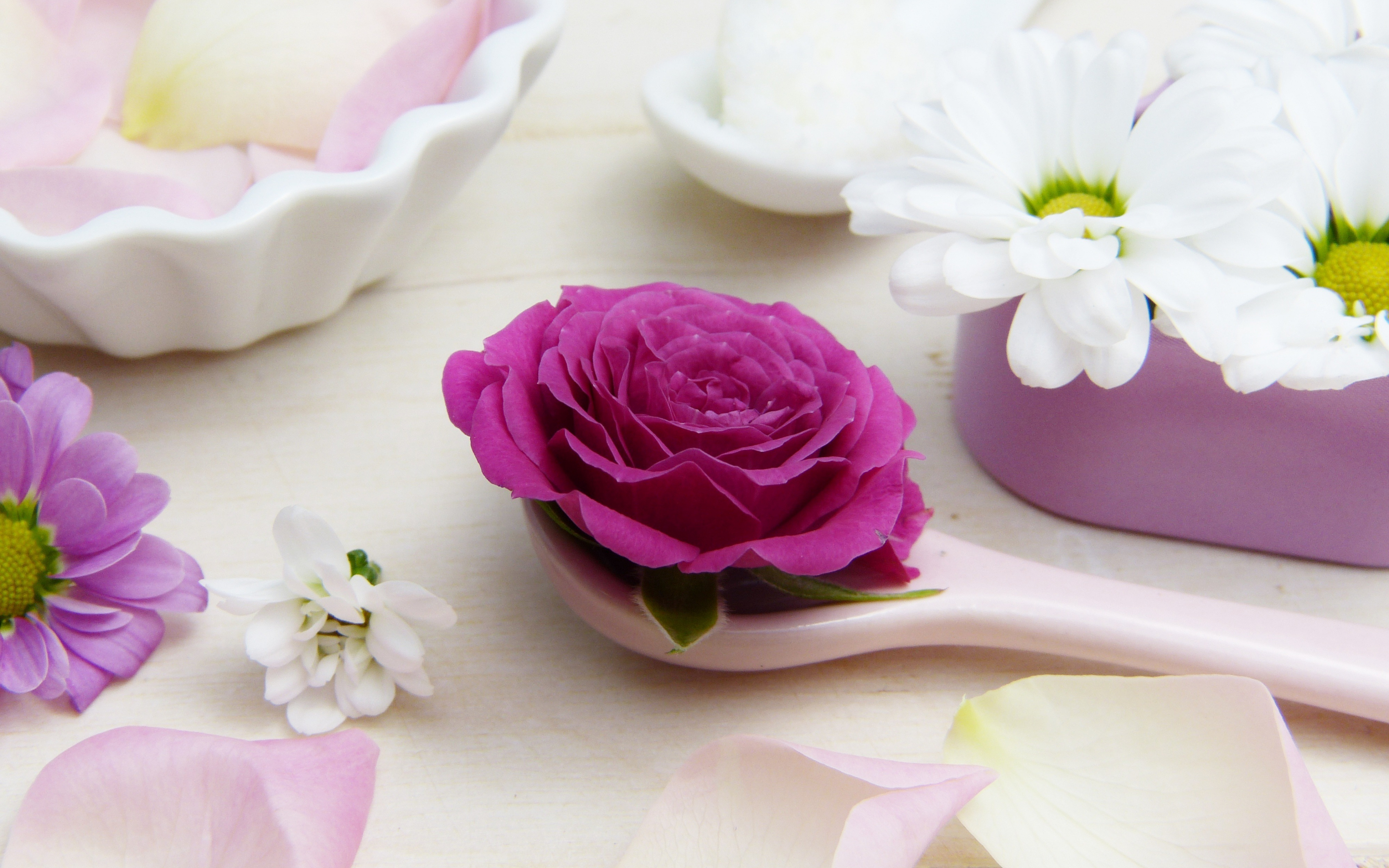 Aroma, spoon, flowers, roses, 2880x1800 wallpaper
