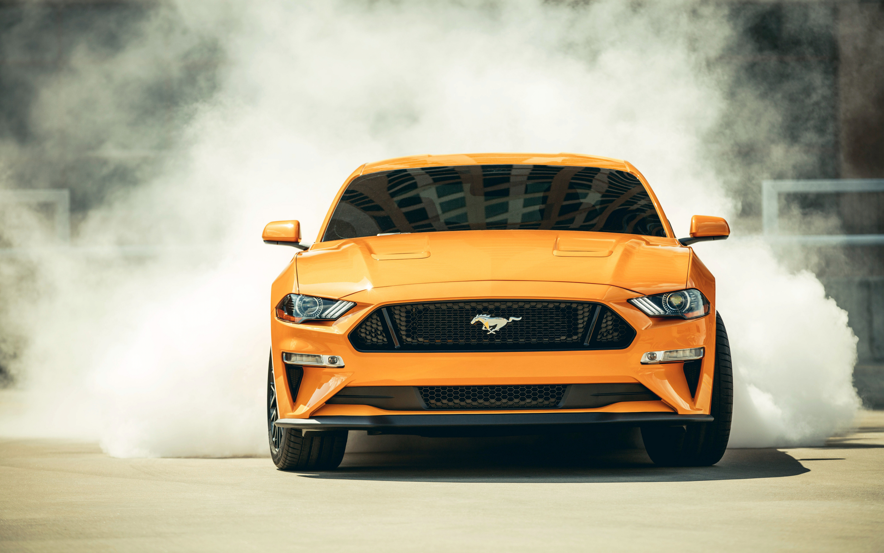 2018 Ford Mustang - GT Fastback, sports car, smoke, 2880x1800 wallpaper