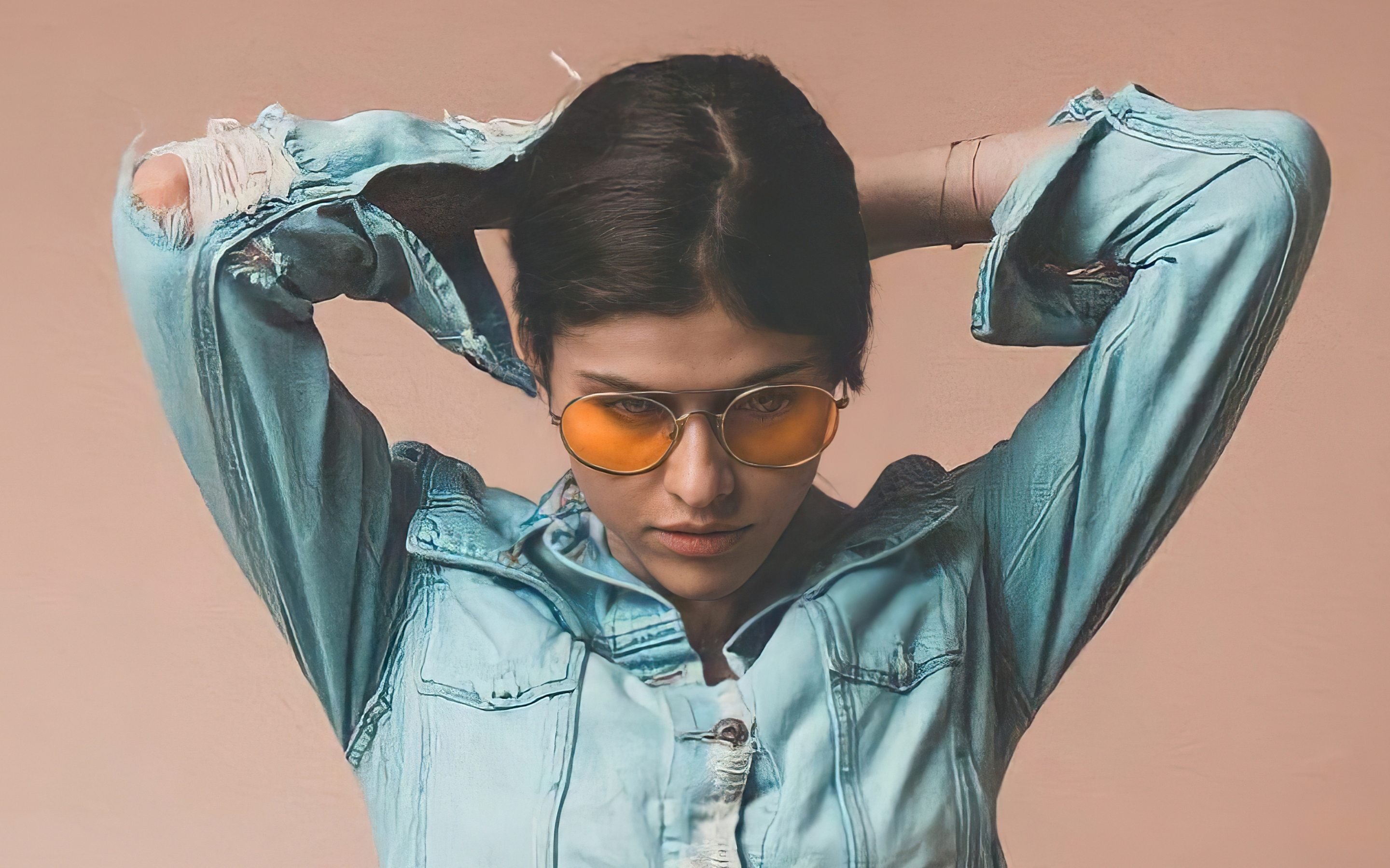 Alexandra Daddario, 2020, actress, yellow goggles, 2880x1800 wallpaper