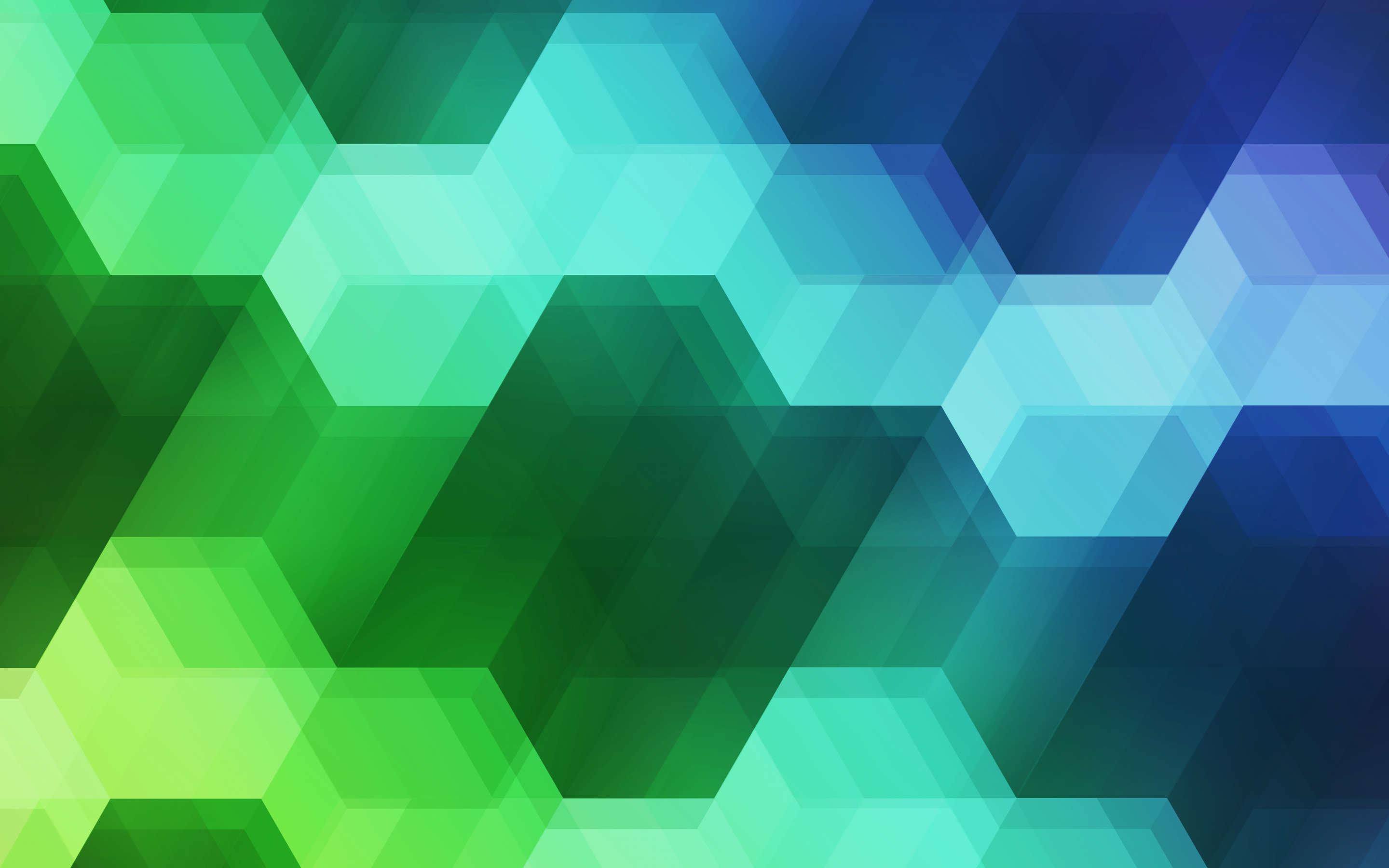 Hexagons, spectrum, colorful, green & blue, pattern, 2880x1800 wallpaper
