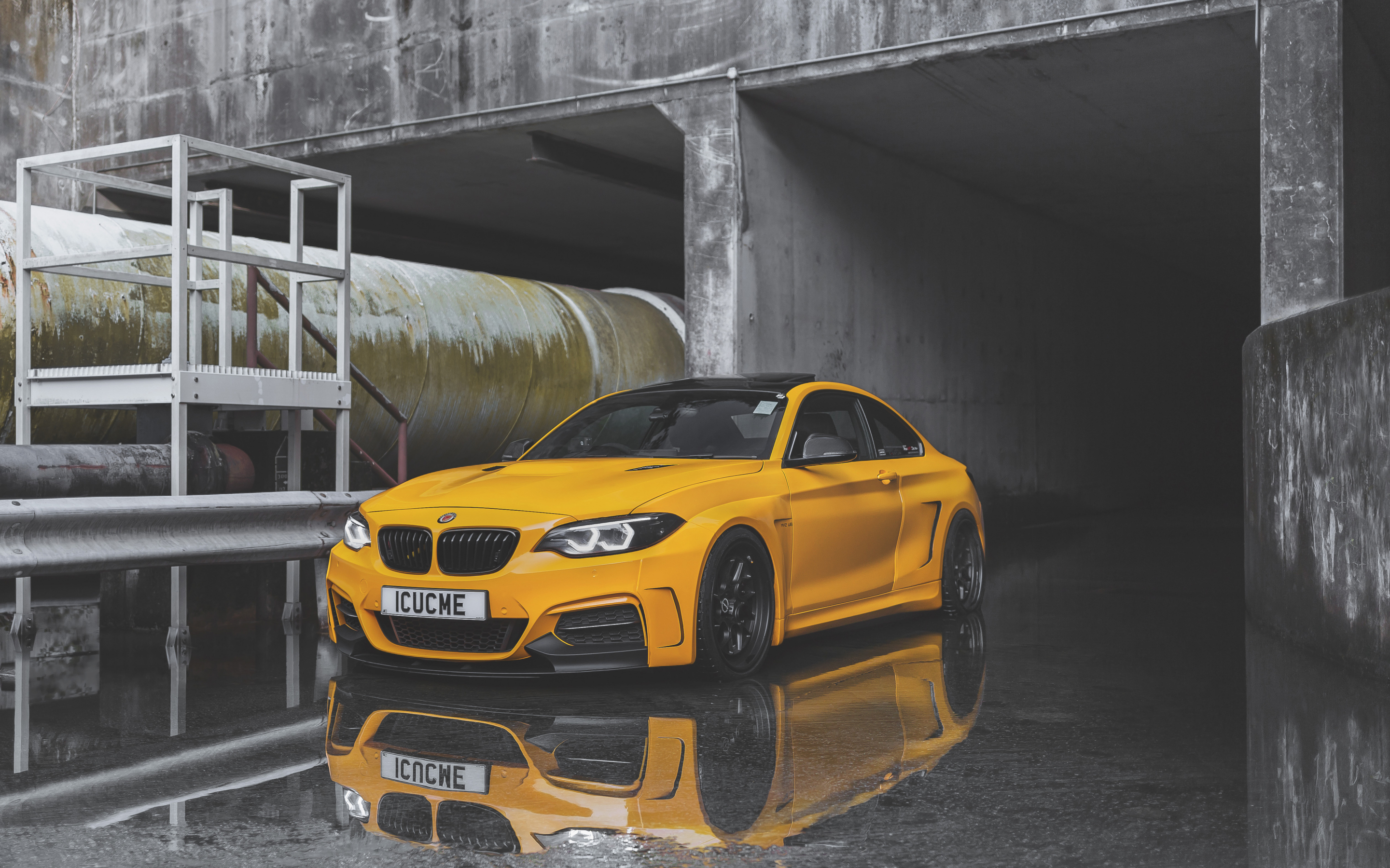 Yellow car, BMW M235i, 2880x1800 wallpaper