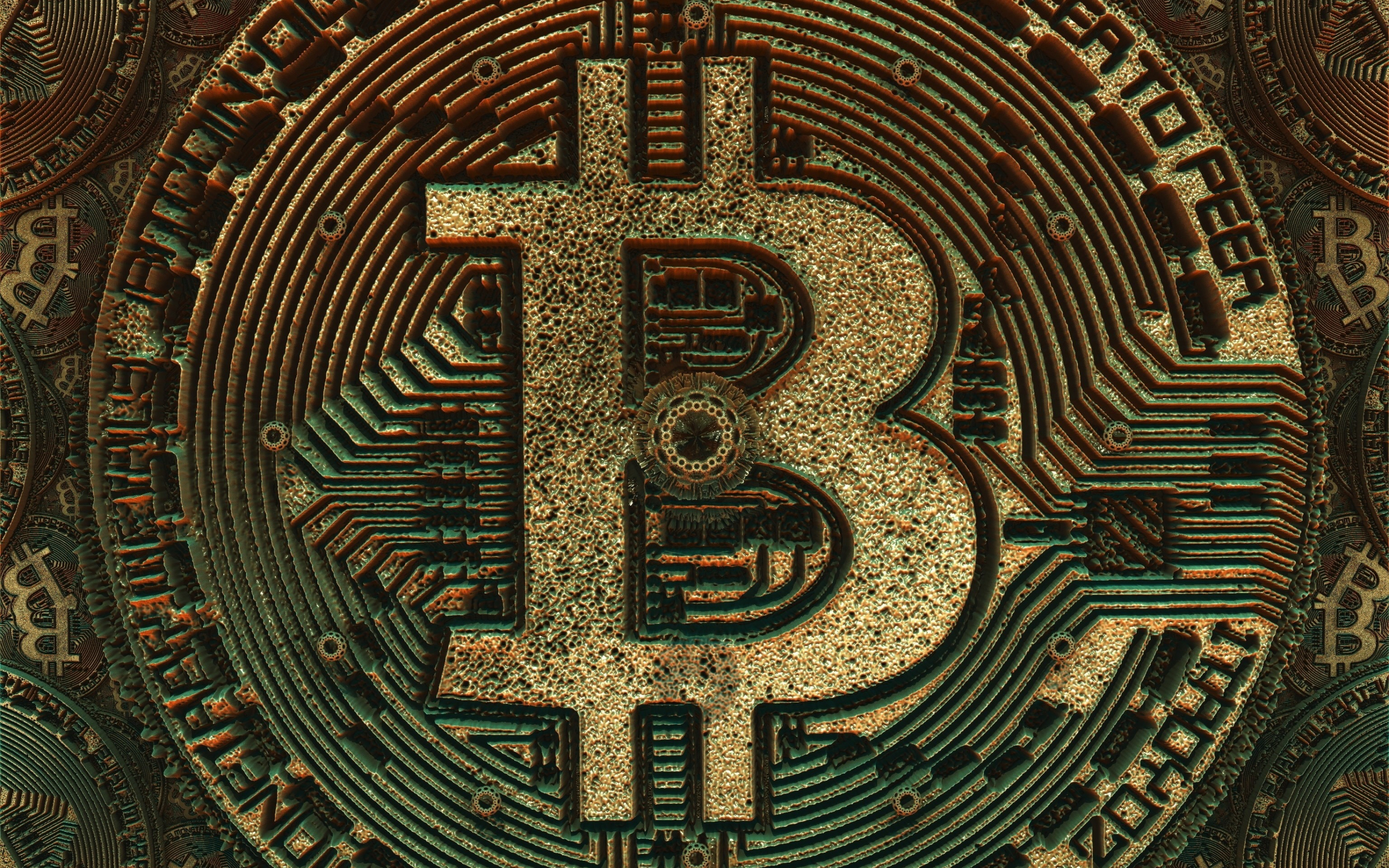 Cryptocurrency, bitcoin, digital art, abstract, 2880x1800 wallpaper