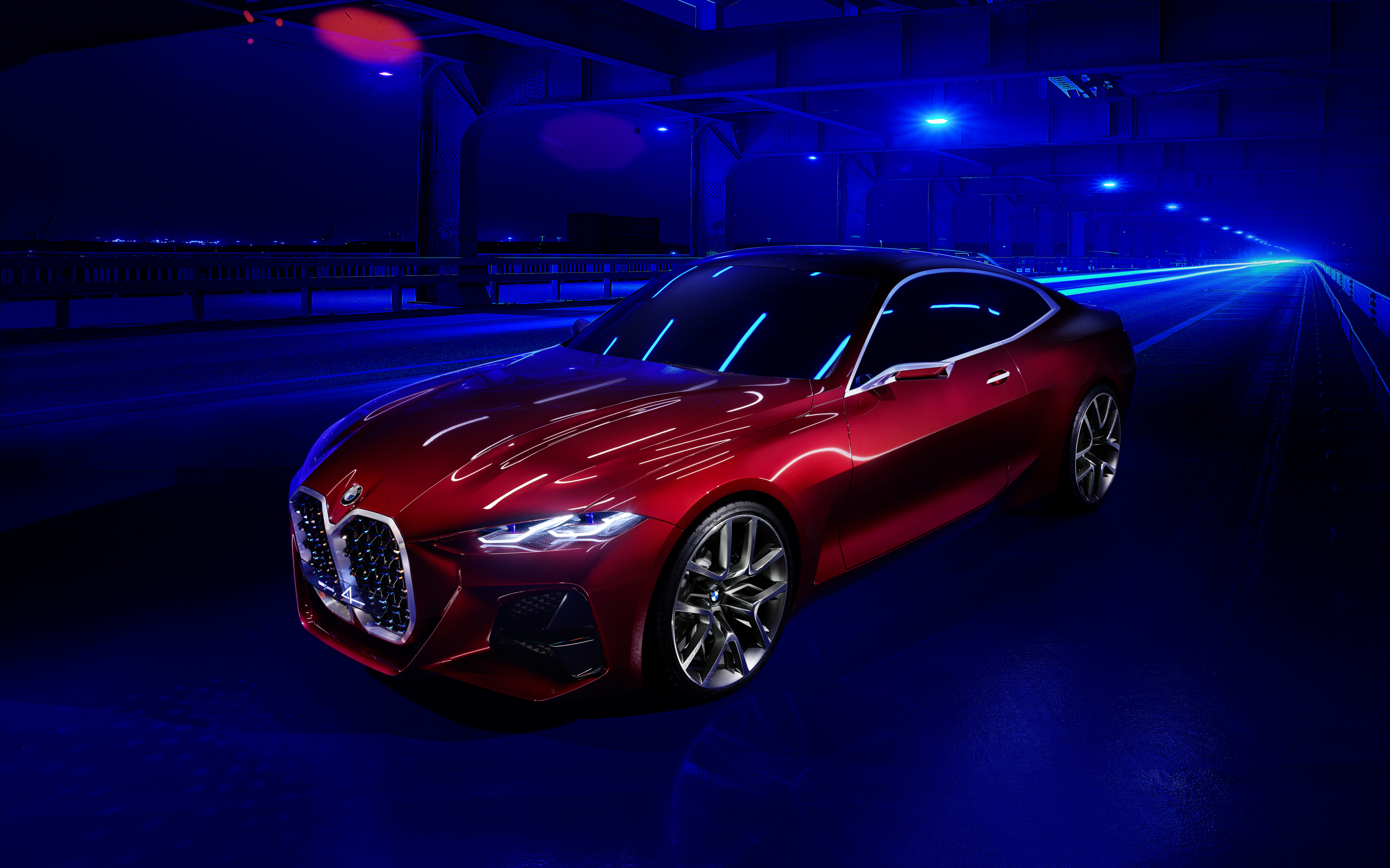 Shine, red BMW Concept 4, 2019 car, 2880x1800 wallpaper
