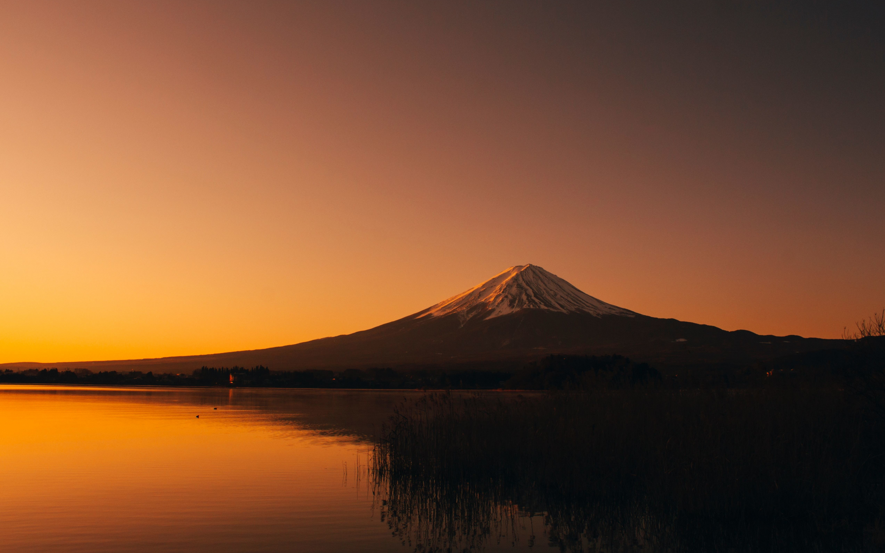 Lake Kawaguchi, Mount Fuji, Mountain, sunset, 2880x1800 wallpaper