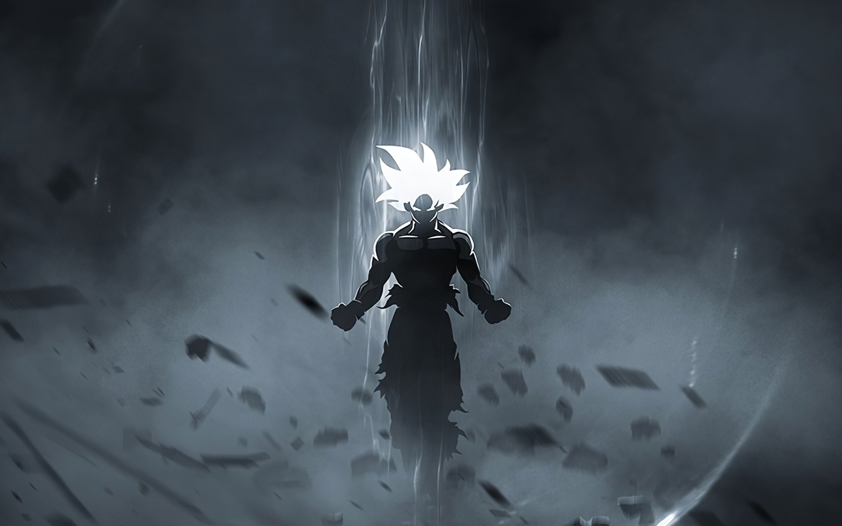 Goku, anime art, glowing eyes and hair, 2880x1800 wallpaper