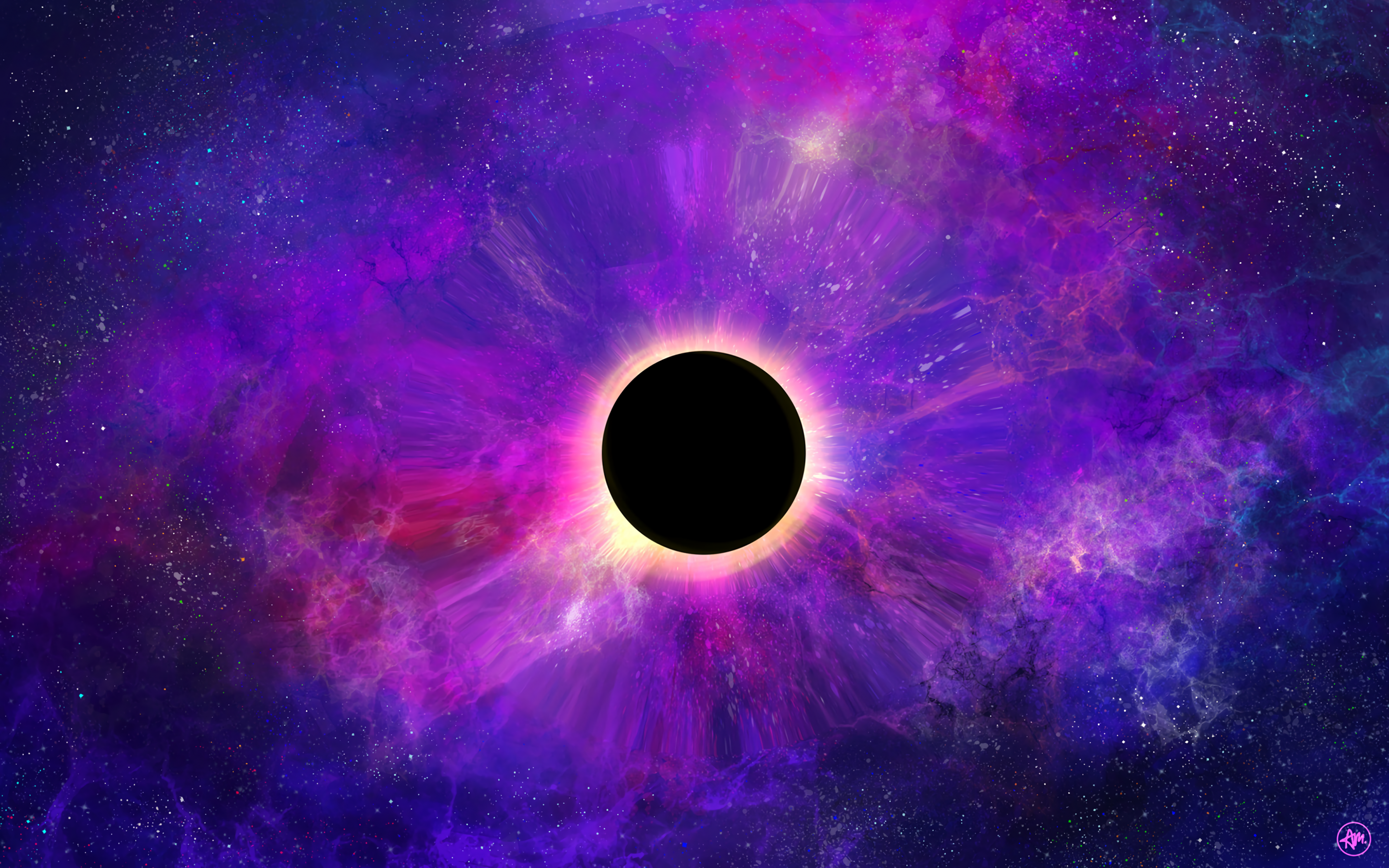 Space, colorful, dark, black hole, planet, 2880x1800 wallpaper