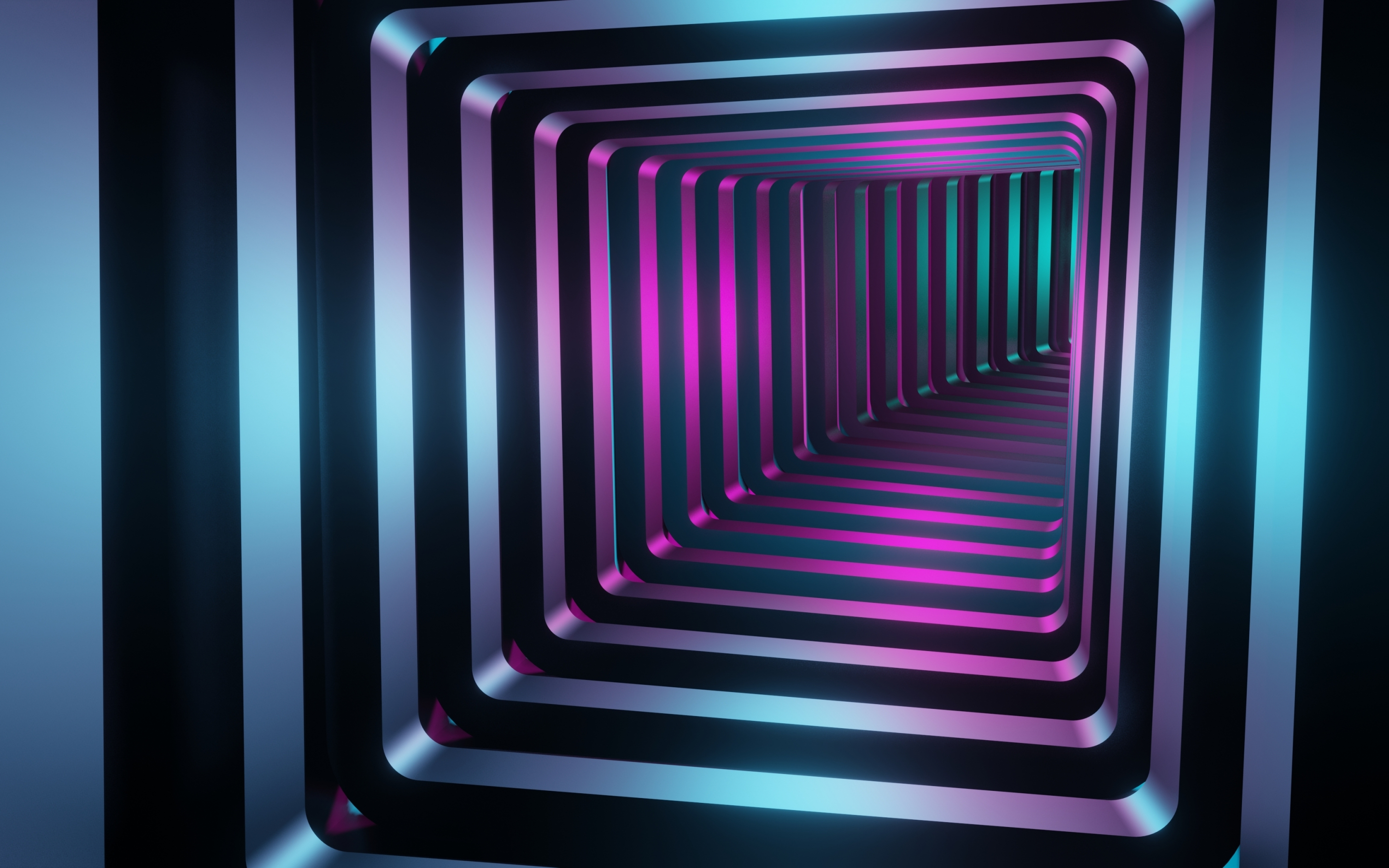 Neon squares, tunnel, 2880x1800 wallpaper