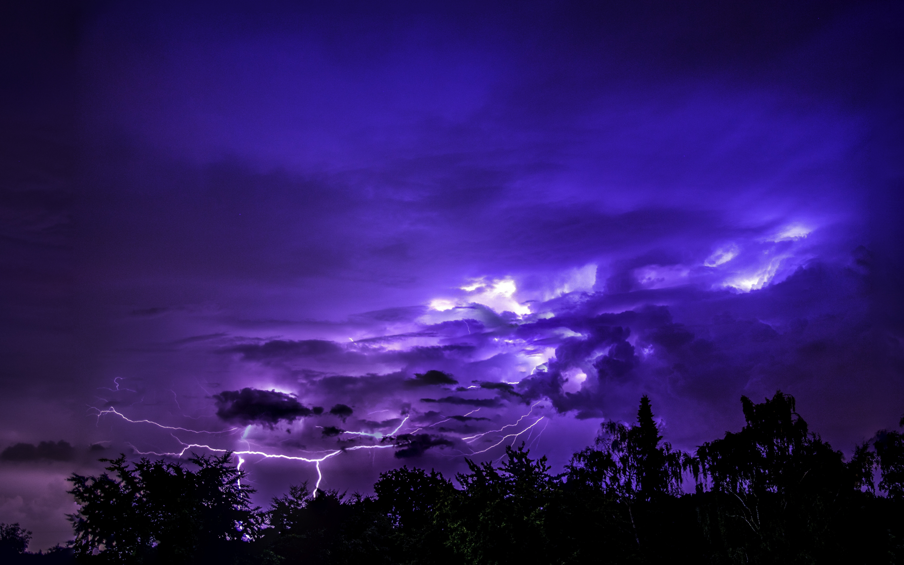 Thunderstorm, lightnings, sky, dark, 2880x1800 wallpaper