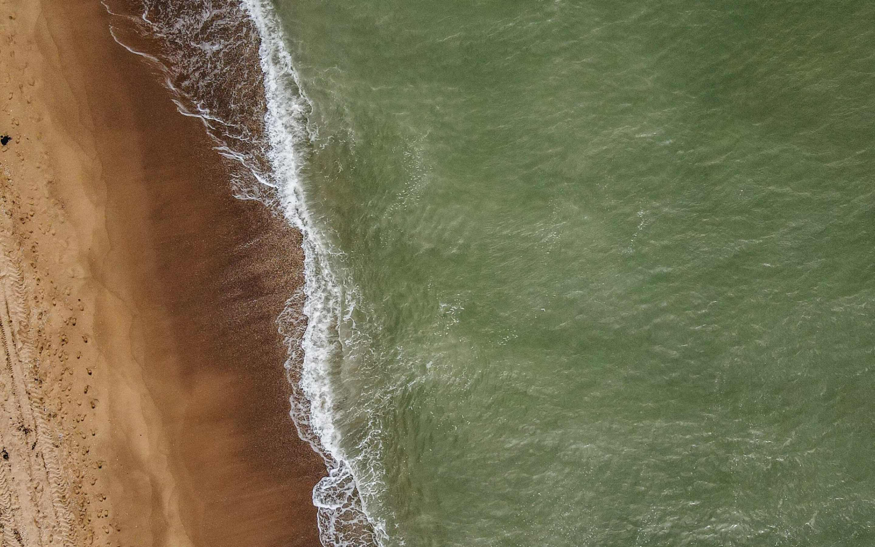 Clean n exotic sea, aerial view, beach, 2880x1800 wallpaper