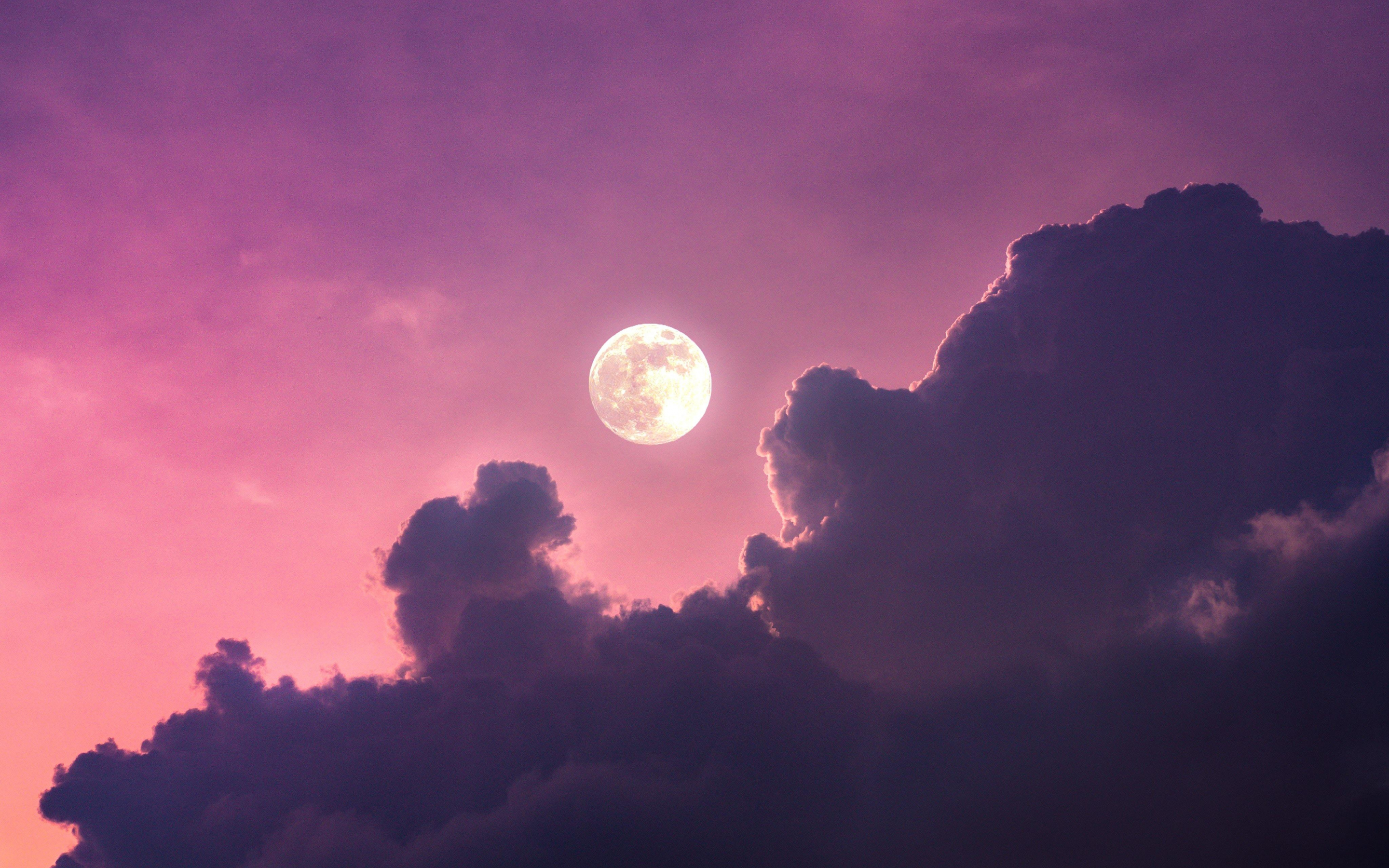 Clouds and moon light, sky, nature, 2880x1800 wallpaper