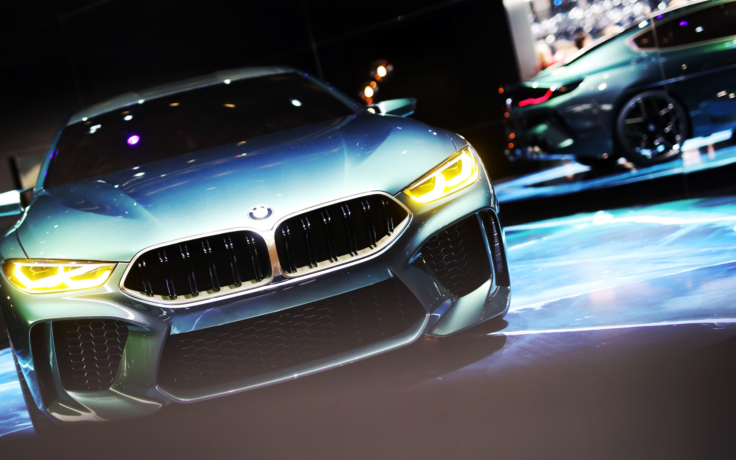 Headlight, front, BMW M8 Gran Coupe, 2880x1800 wallpaper