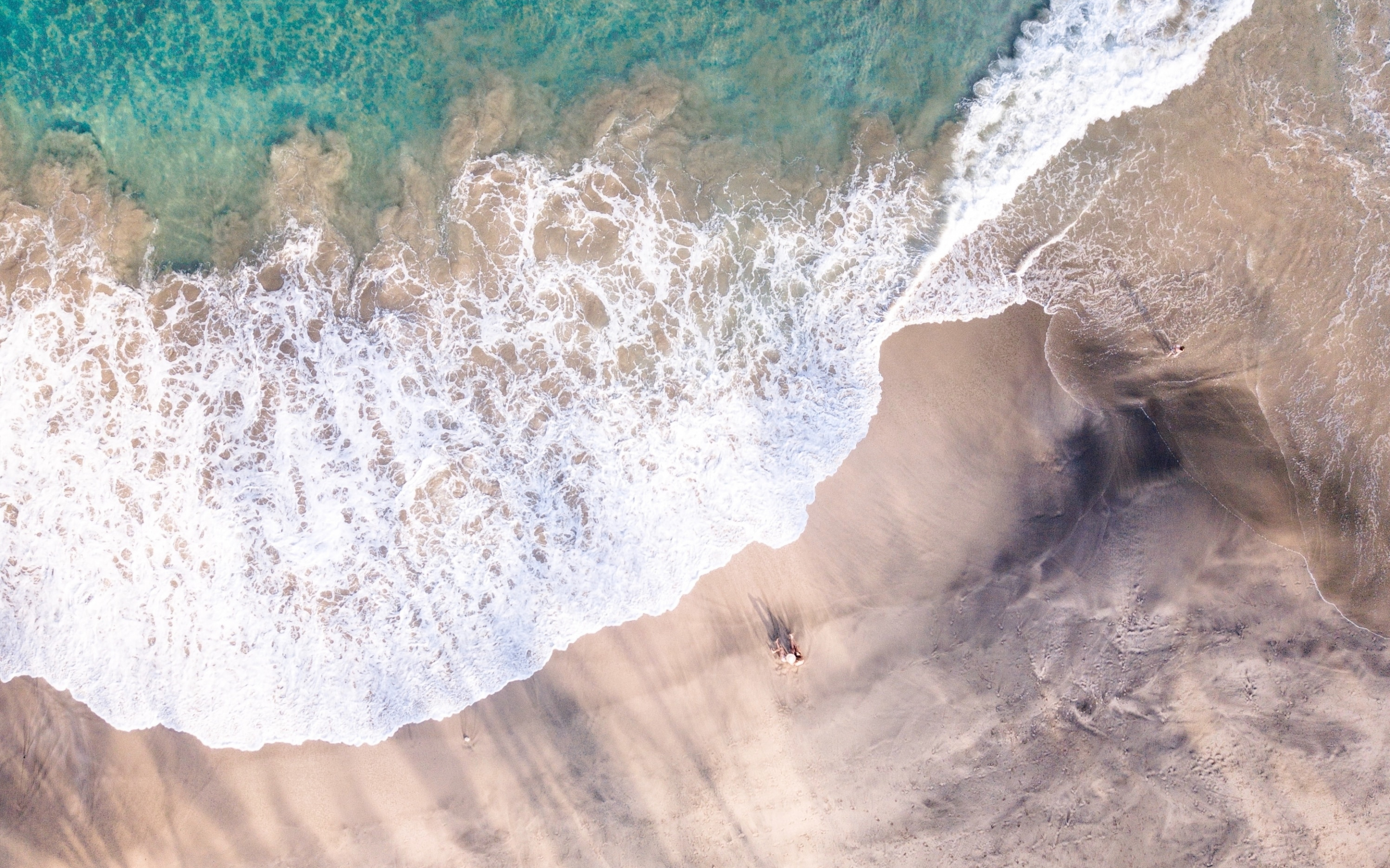 Summer, soft sea waves, beach, aerial view, 2880x1800 wallpaper