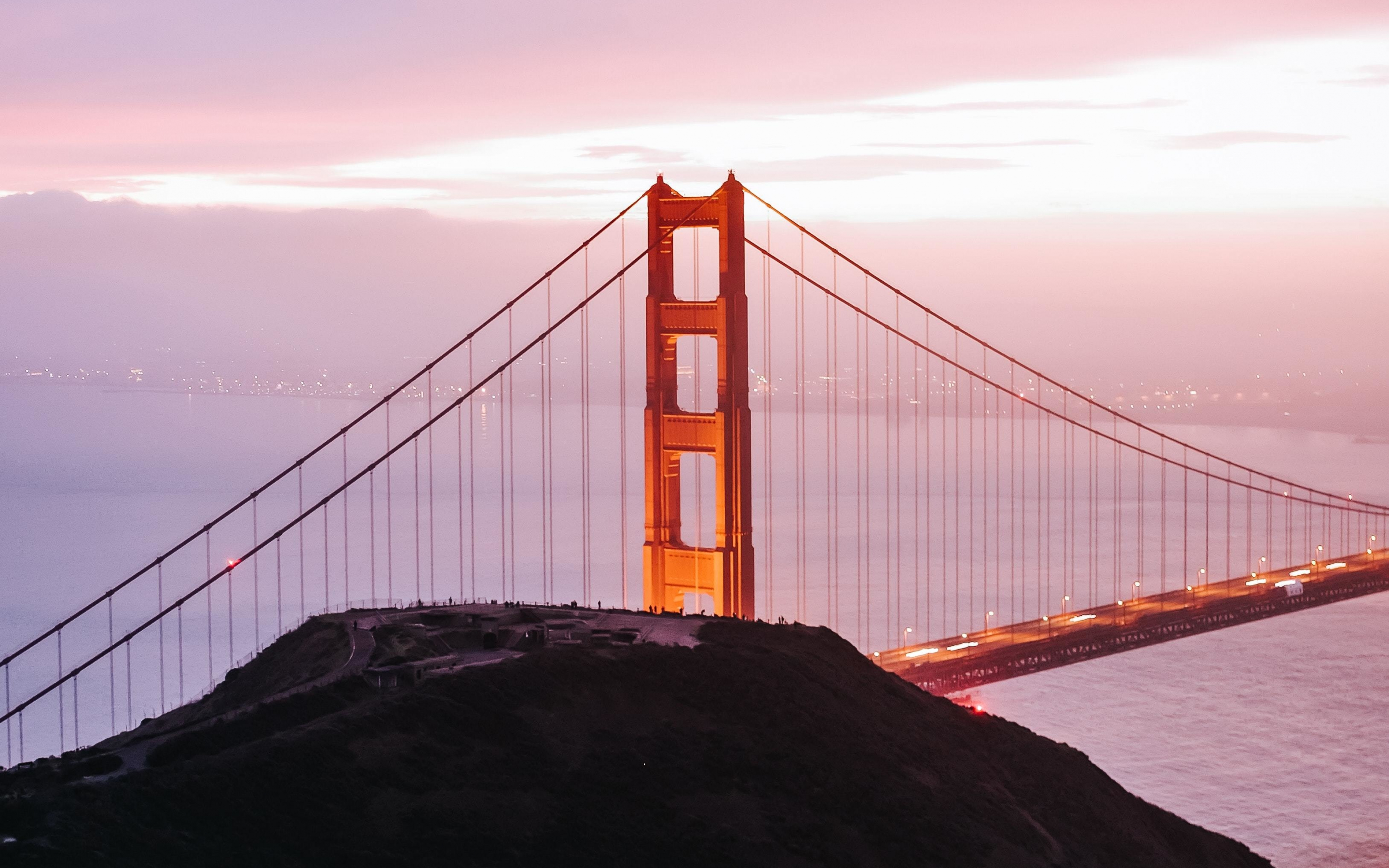 Golden Gate Bridge, architecture, sunset, 2880x1800 wallpaper