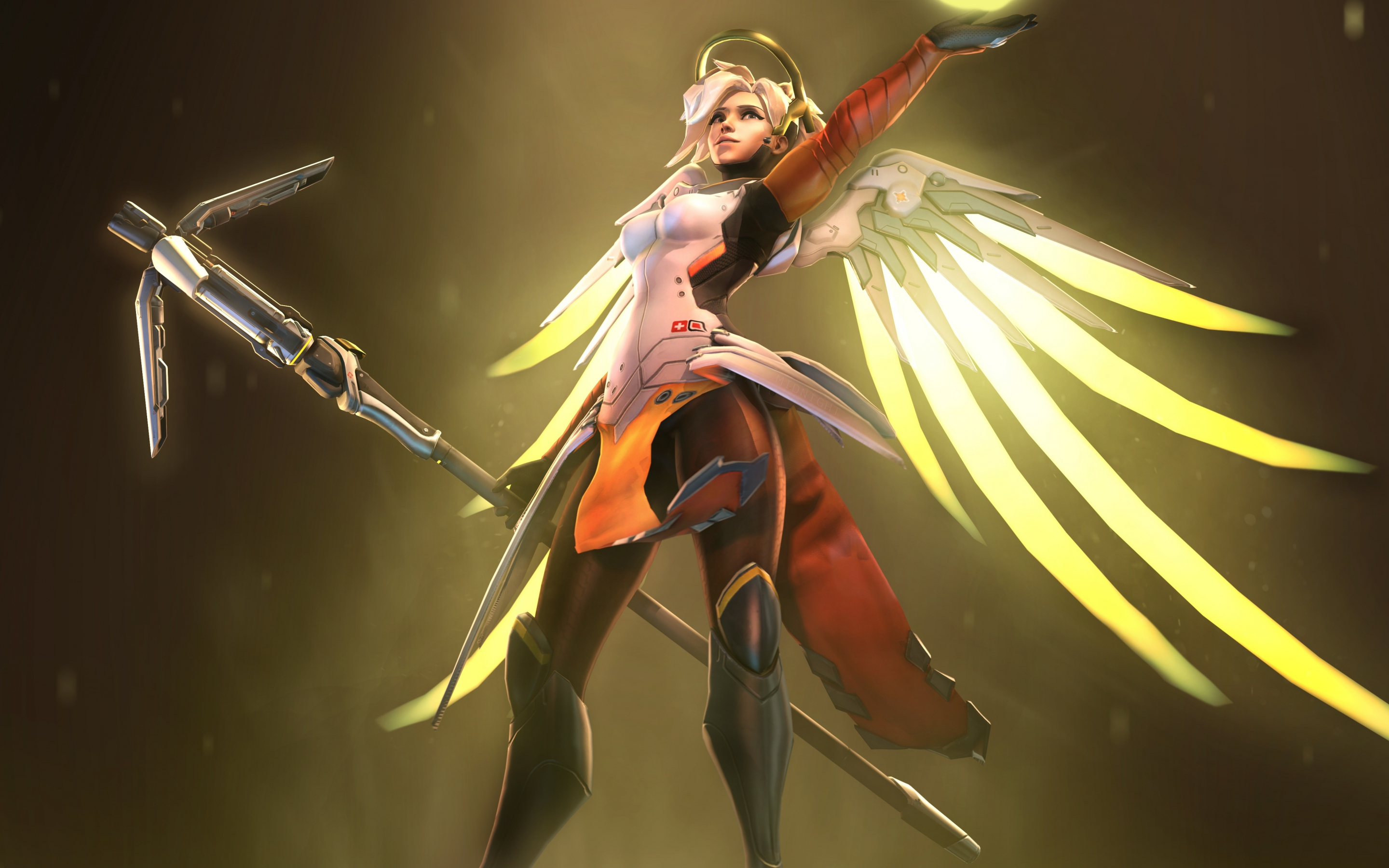 Mercy, the angel, overwatch, online game, artwork, 2880x1800 wallpaper