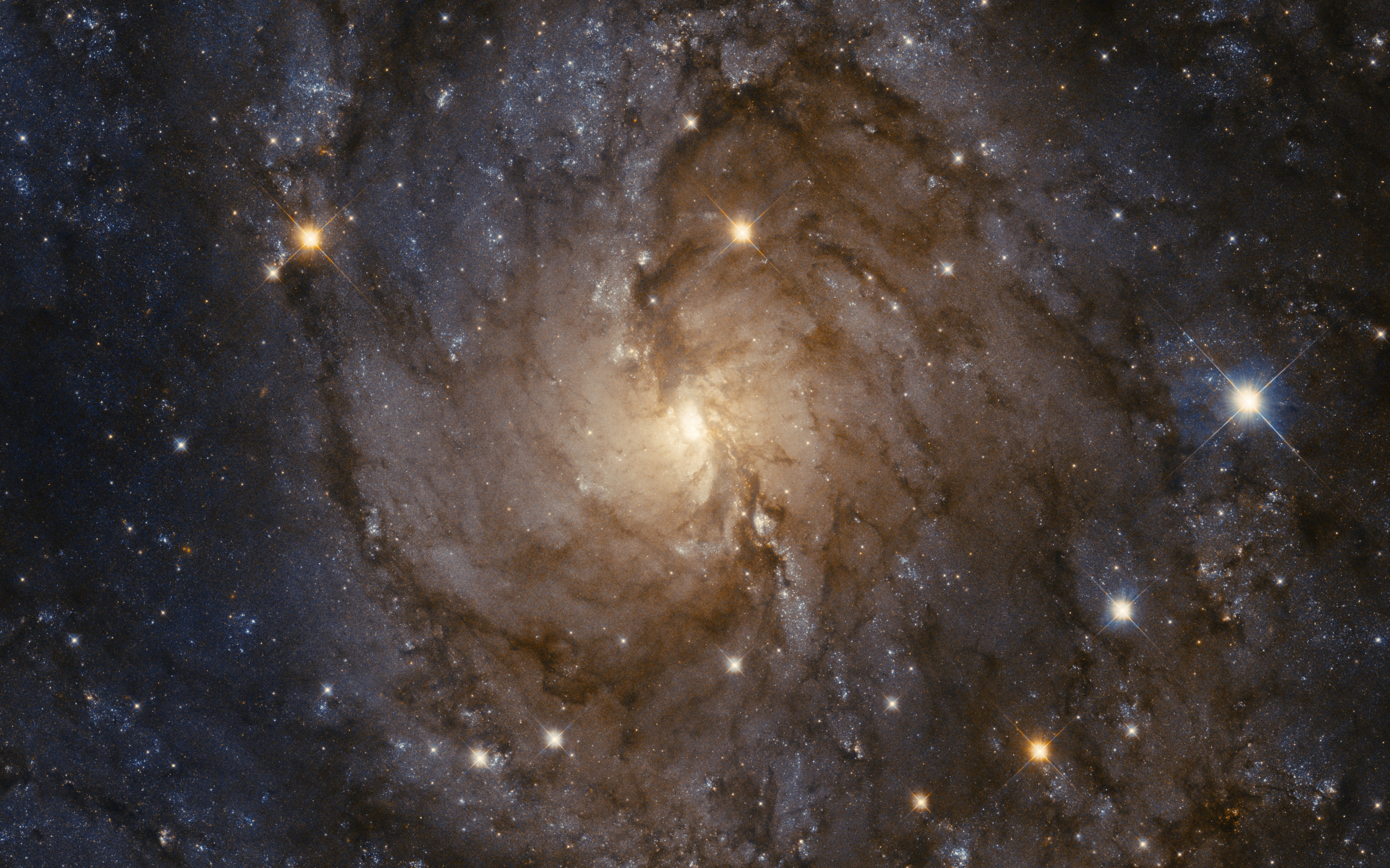 Nebula, clouds, spiral galaxy, stars, 2880x1800 wallpaper