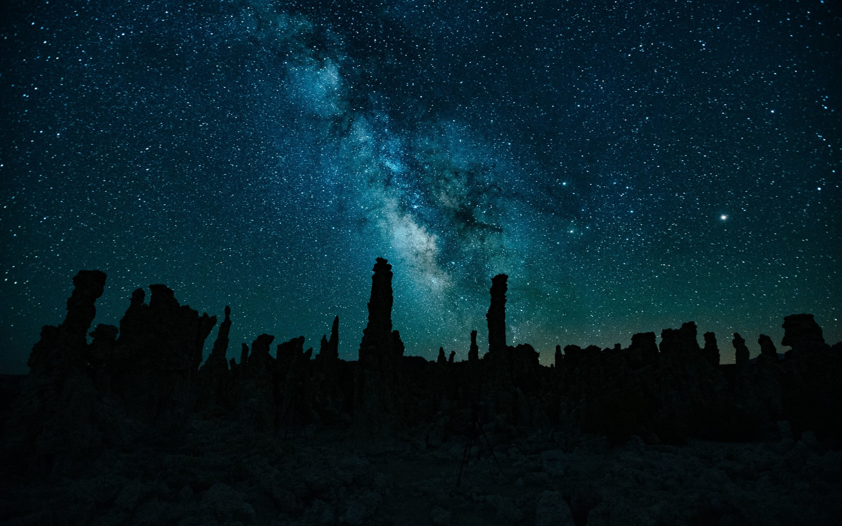 Mono Lake, starry sky, silhouette, 2880x1800 wallpaper