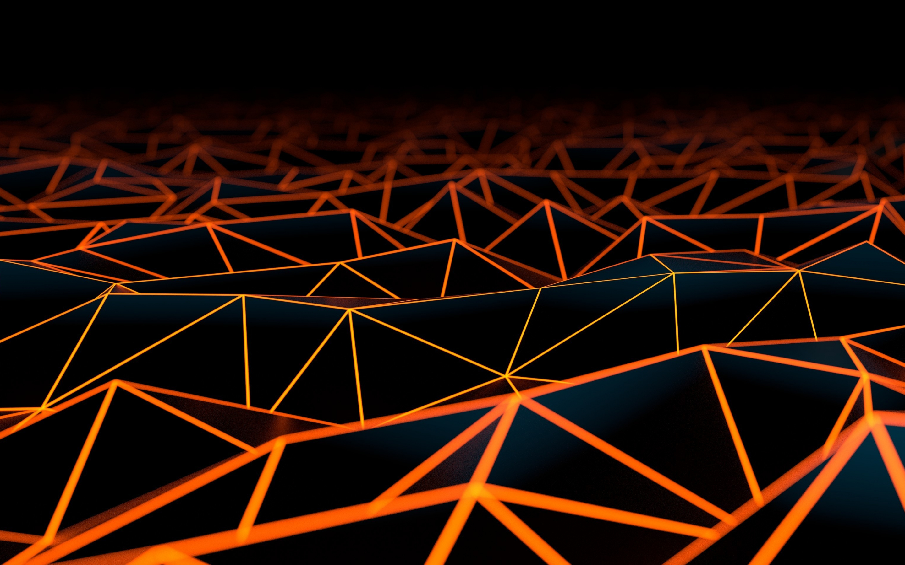 Geometrical, triangles, glowing lines, abstract, 2880x1800 wallpaper