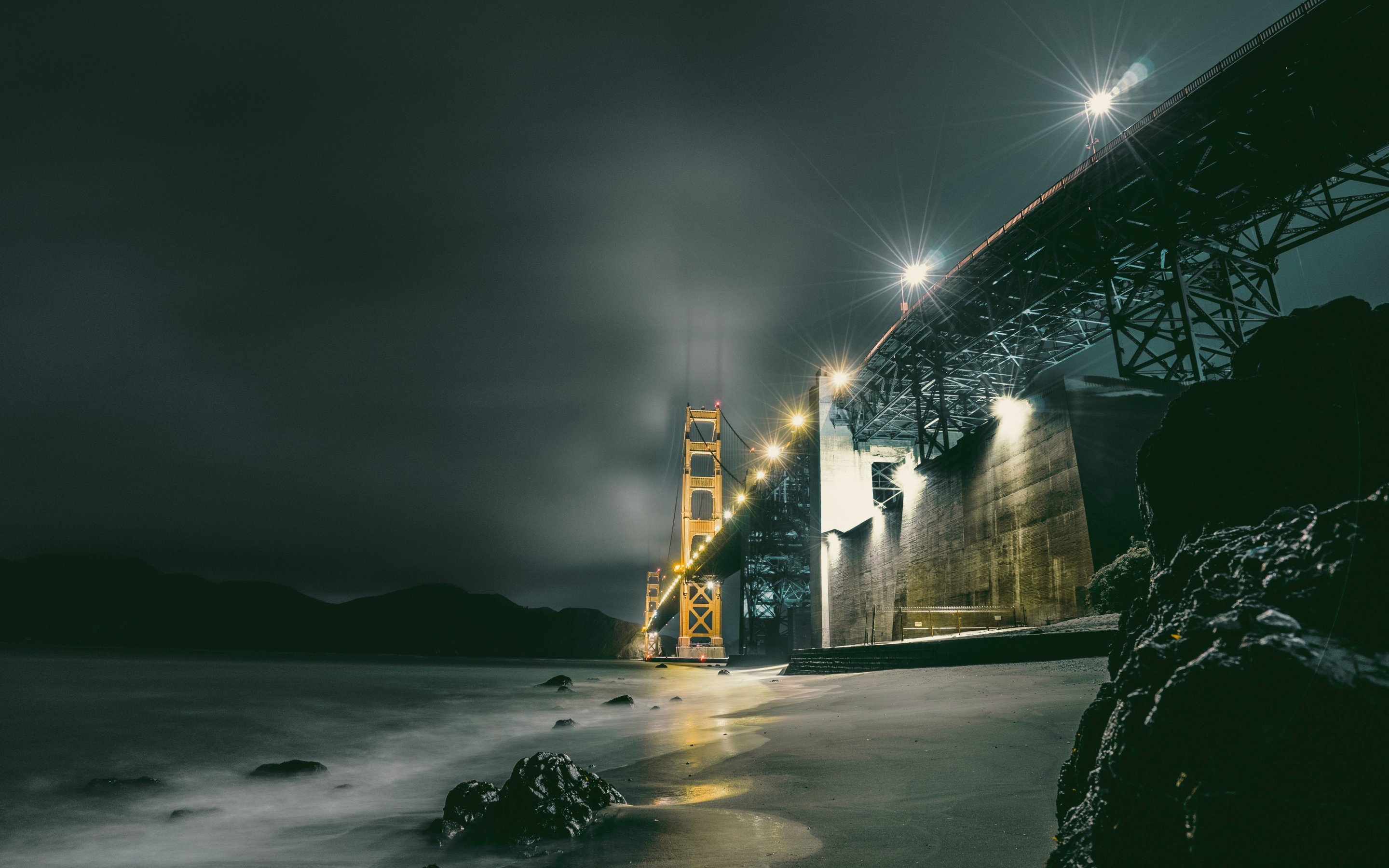 Dark, bridge, coast, Golden Gate Bridge, 2880x1800 wallpaper