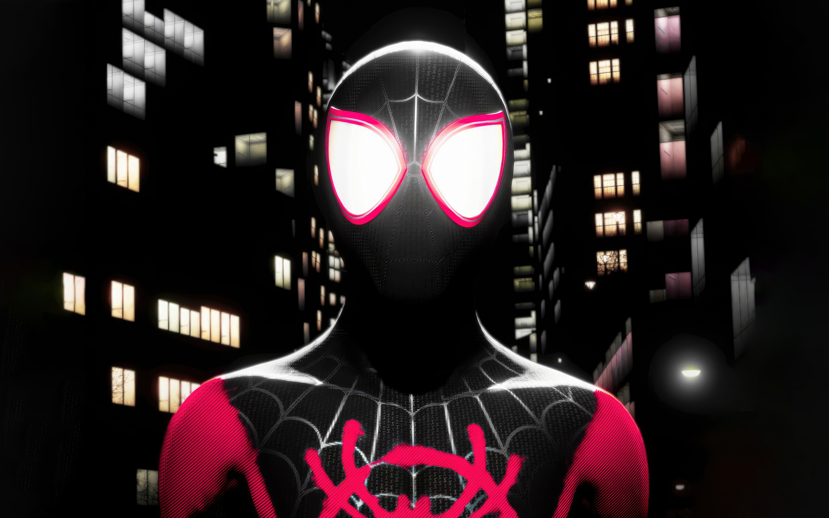 Marvel's spiderman, miles morales, dark, 2880x1800 wallpaper