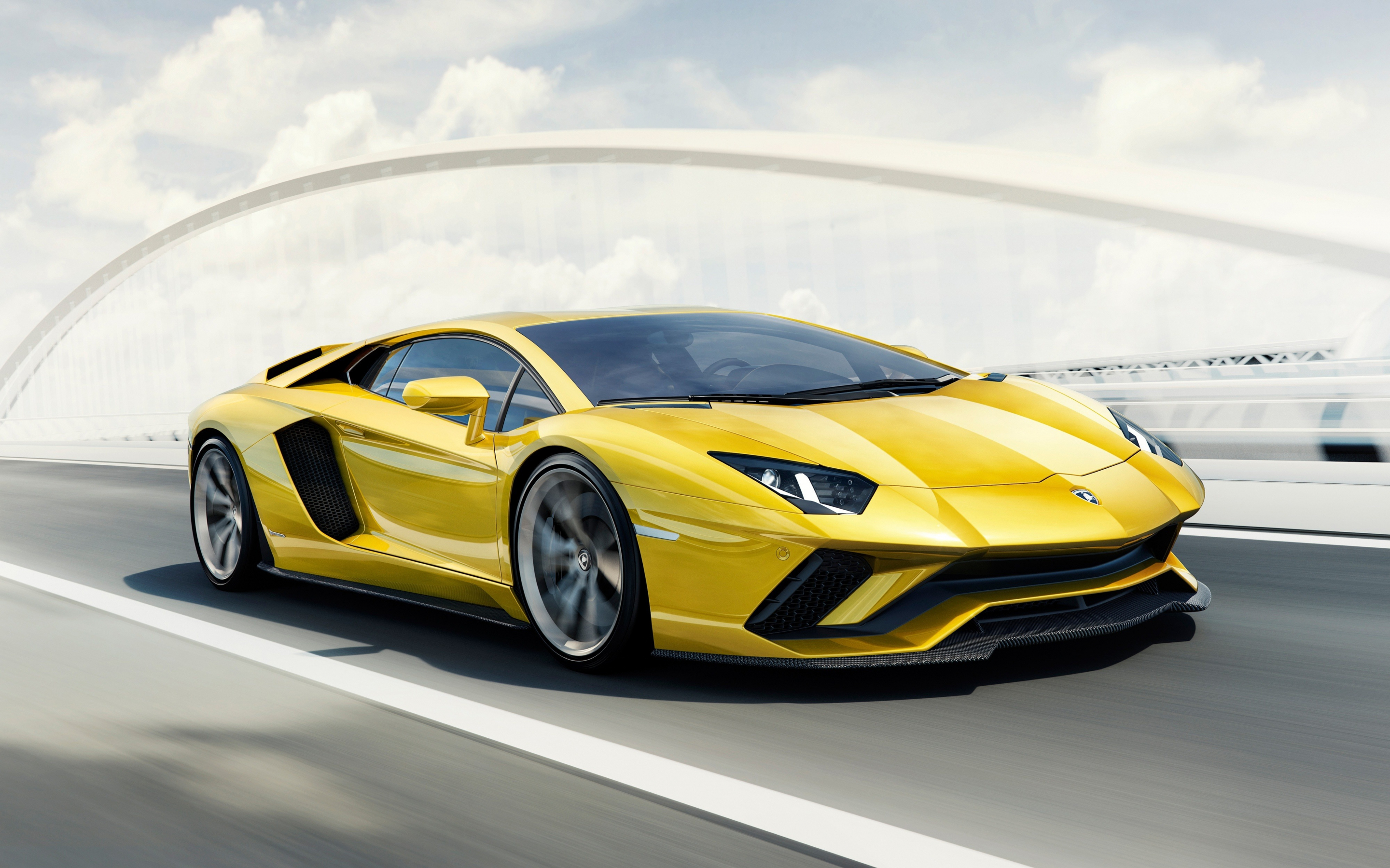 Yellow supercar, Lamborghini Aventador, 2880x1800 wallpaper