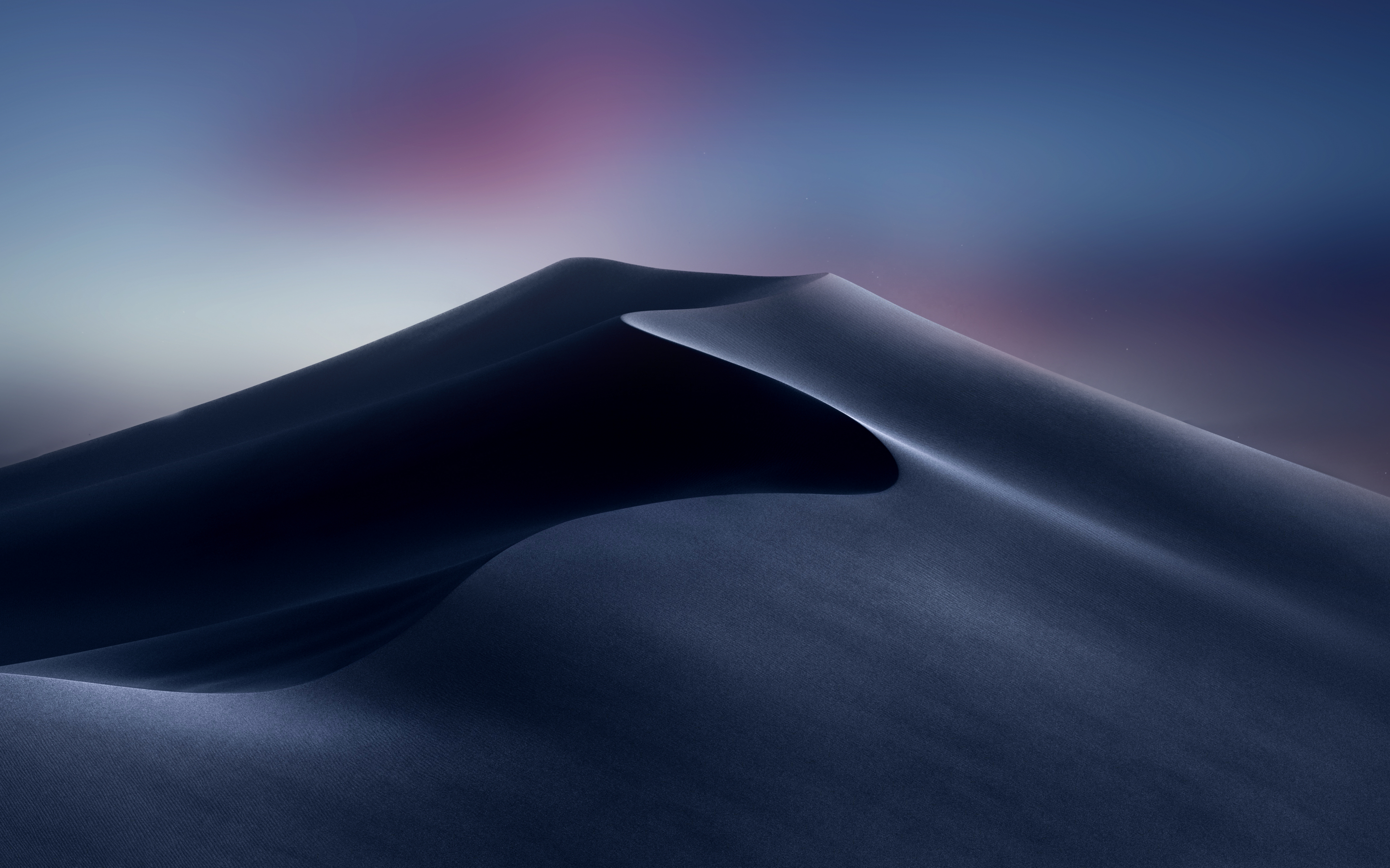 Mountains of sand, minimal and calm dune, night, 2880x1800 wallpaper