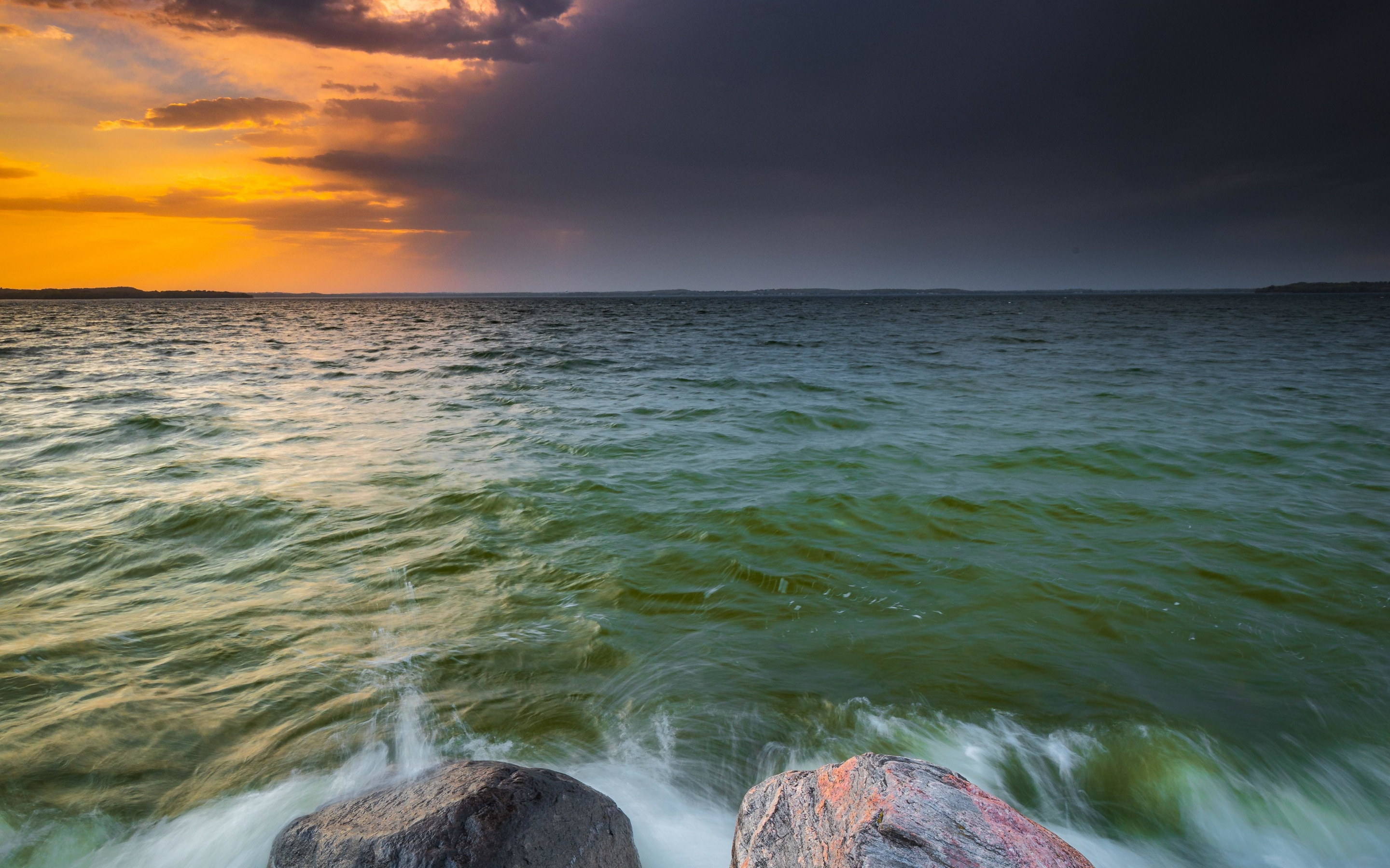 Coast, sunset, nature, seascape, 2880x1800 wallpaper