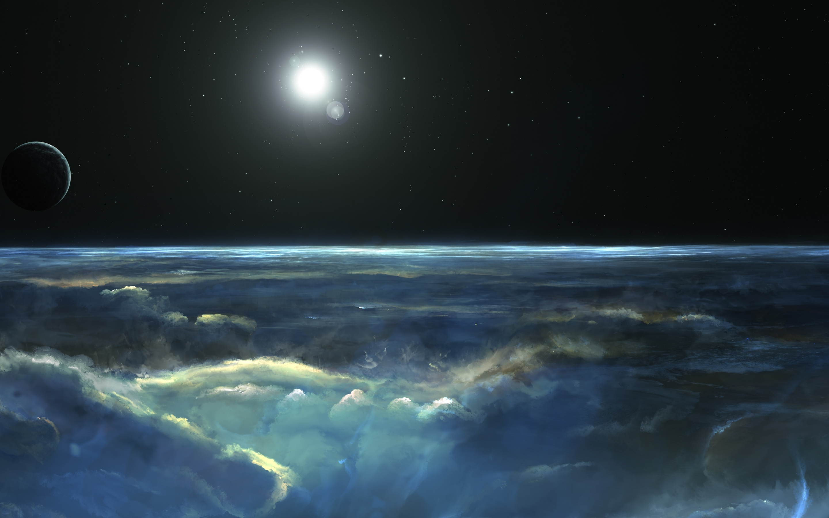 Moon light, space, stormy clouds, 2880x1800 wallpaper