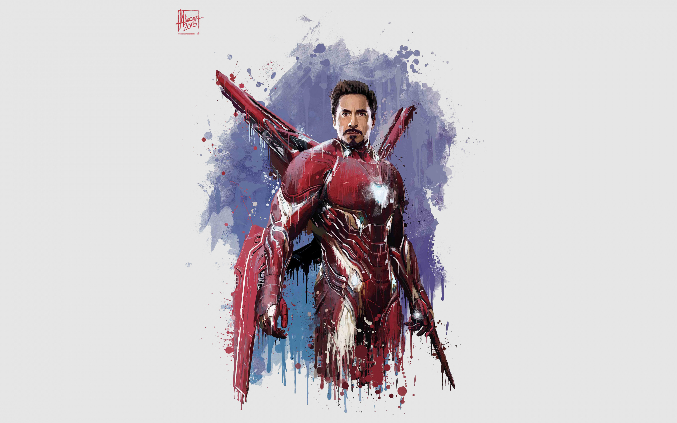 Iron man, new suit, Avengers: infinity war, minimal, art, 2880x1800 wallpaper