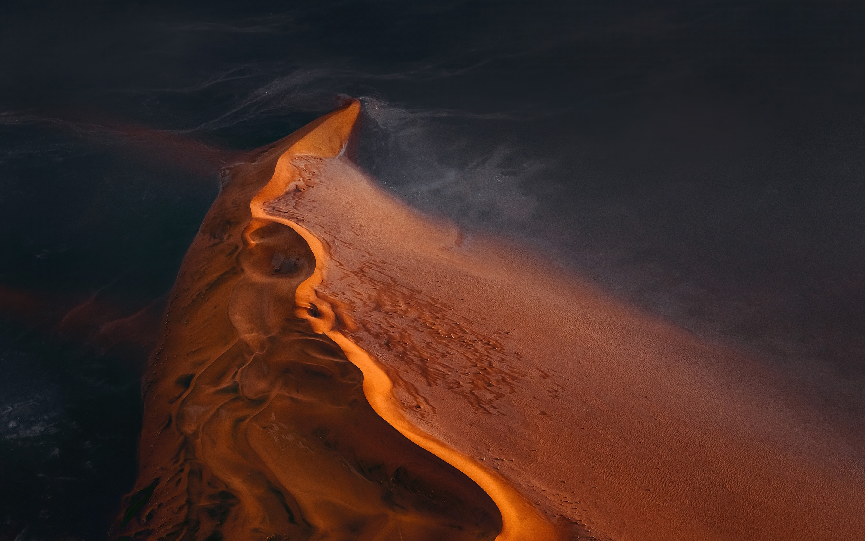 Desert, sand dunes, aerial view, 2880x1800 wallpaper
