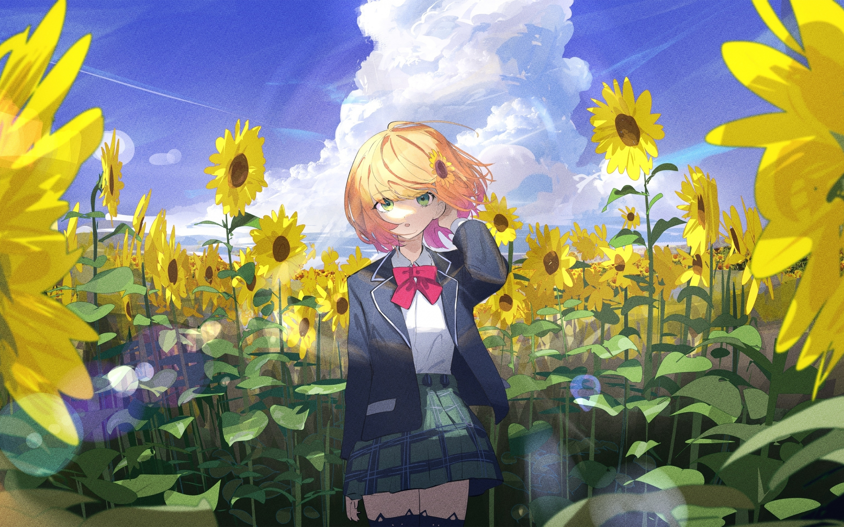 Virtual Youtuber, Honma Himawari, flower farm, anime game, 2880x1800 wallpaper