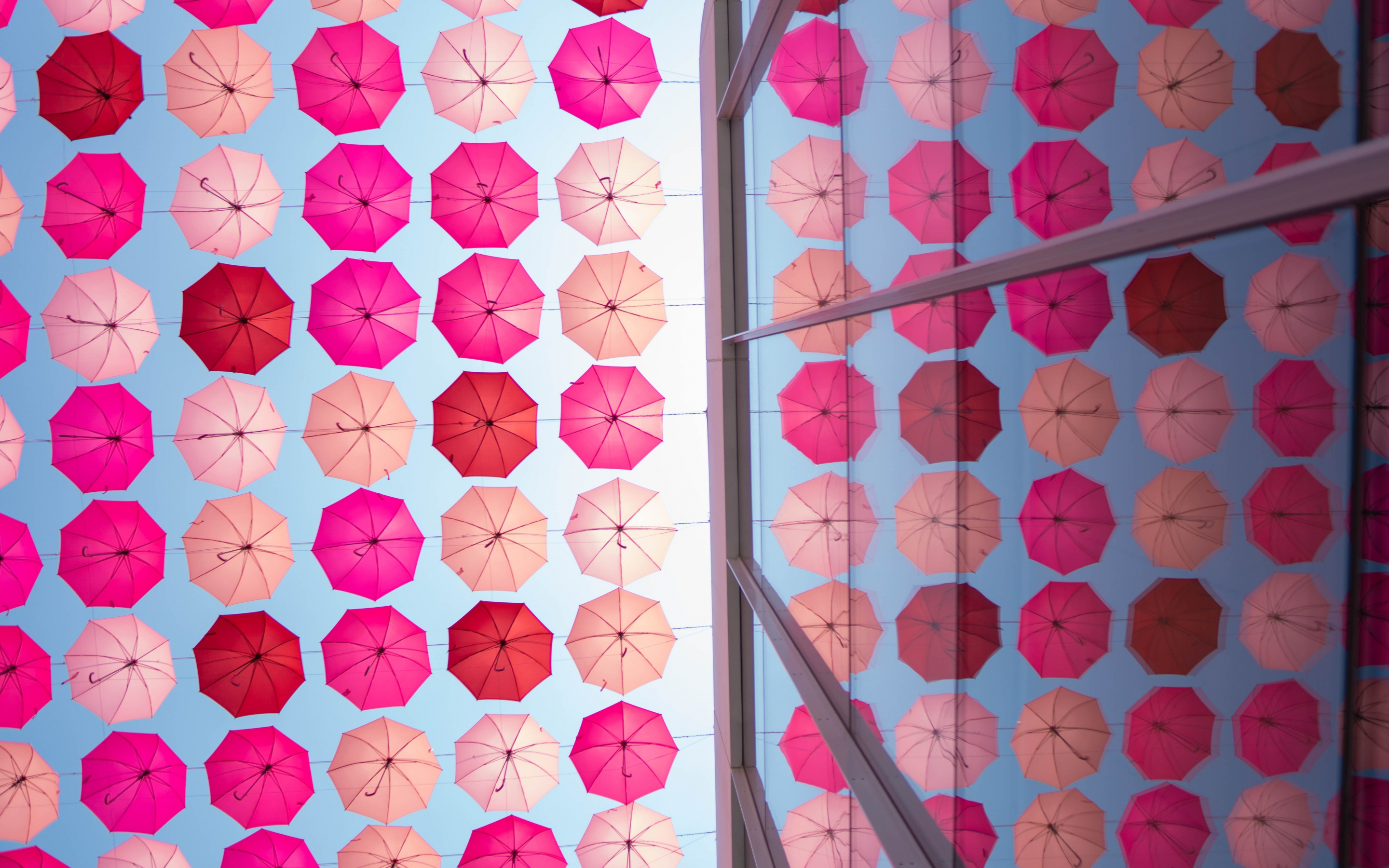 Pinkish umbrella, reflections, decoration, 2880x1800 wallpaper
