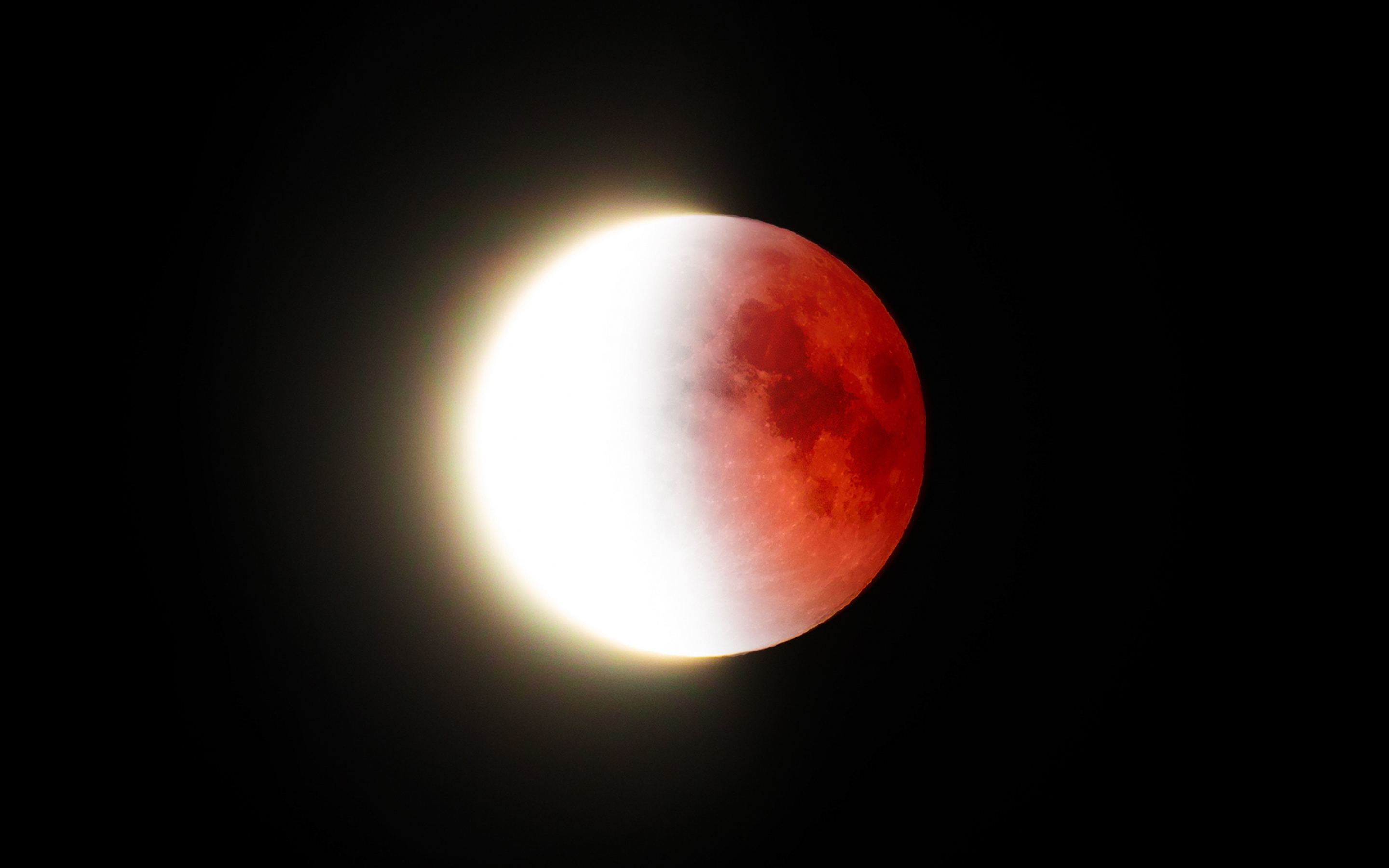 Lunar Eclipse, blood moon, dark, 2880x1800 wallpaper