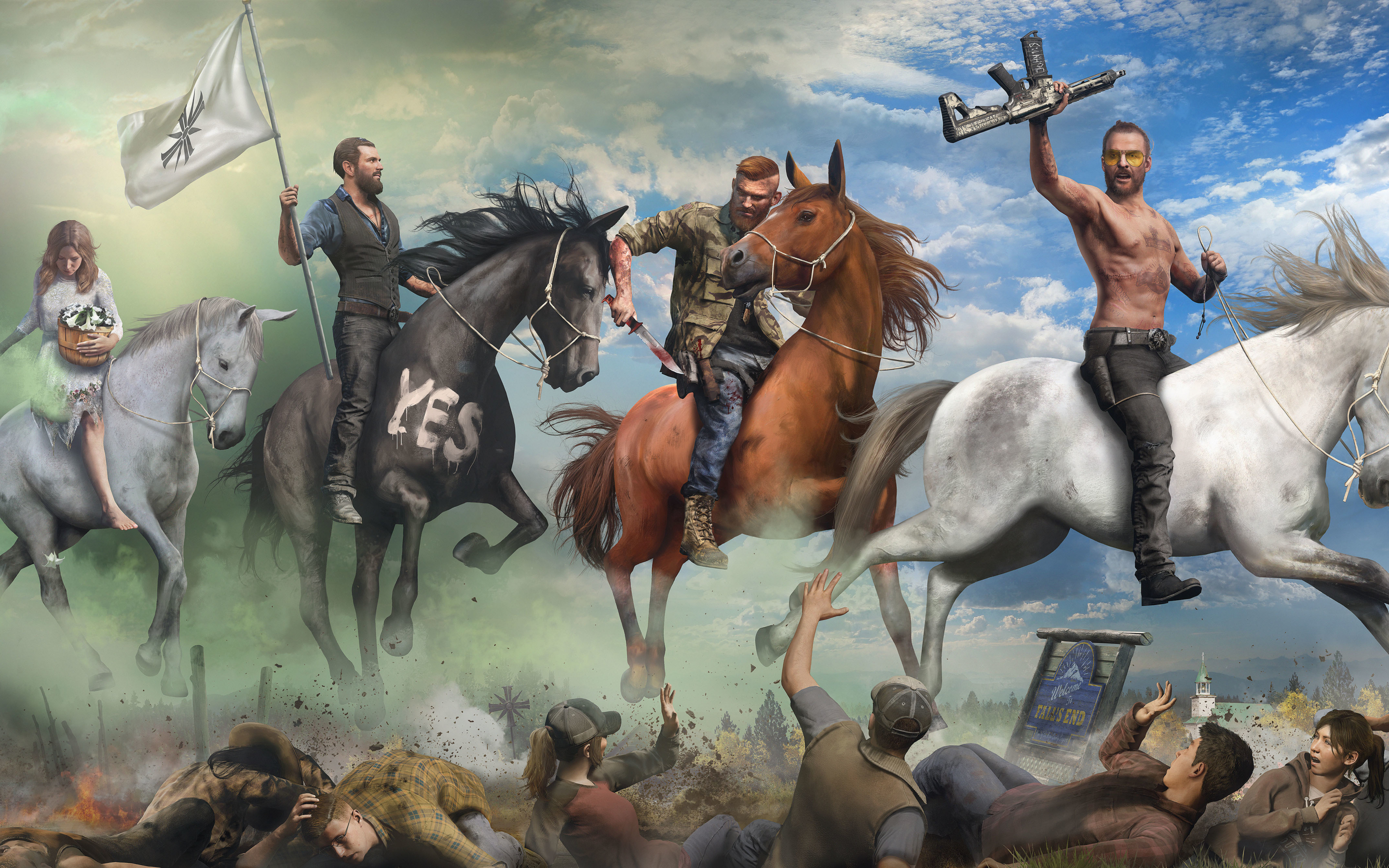 Horse ride, Far cry 5, video game, 2880x1800 wallpaper