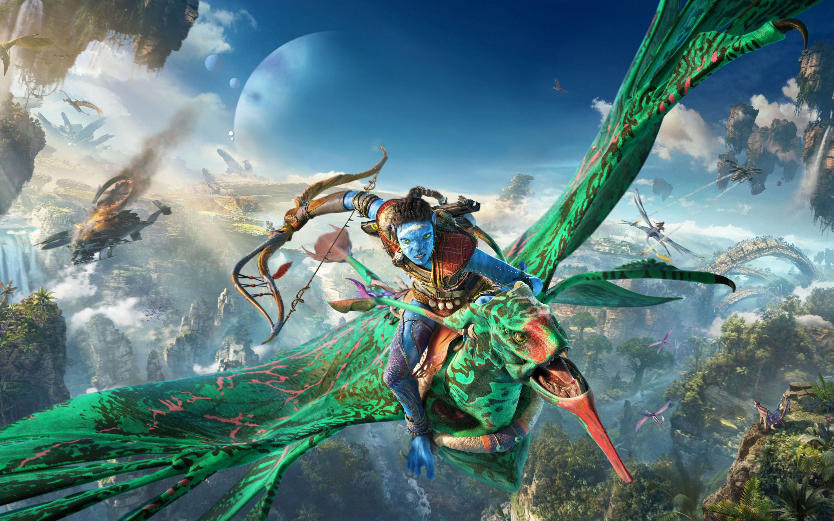 Avatar: Frontiers of Pandora, flight on the creature, video game, 2023, 2880x1800 wallpaper