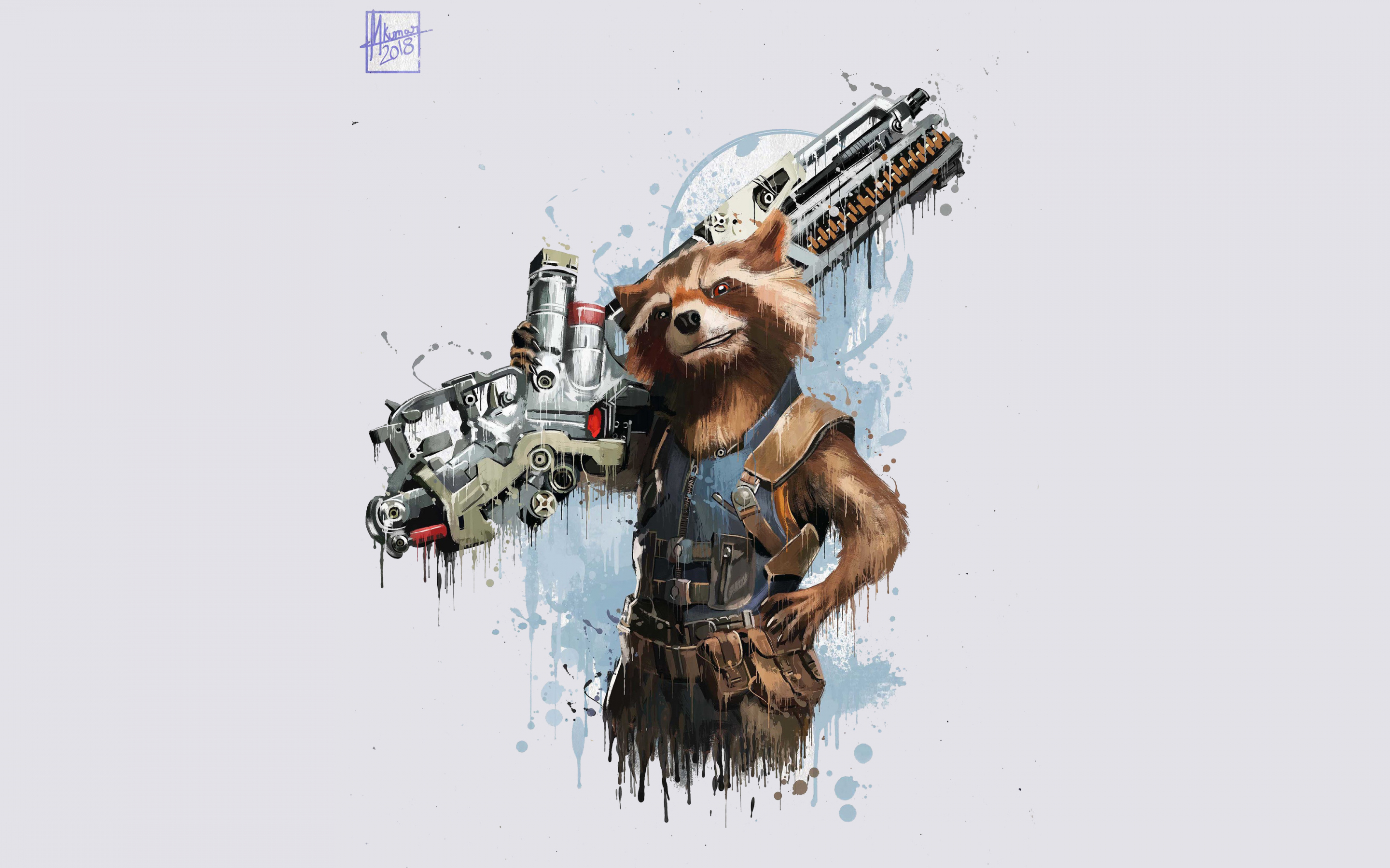 Rocket Raccoon, Avengers: infinity war, minimal, art, 2018, 2880x1800 wallpaper