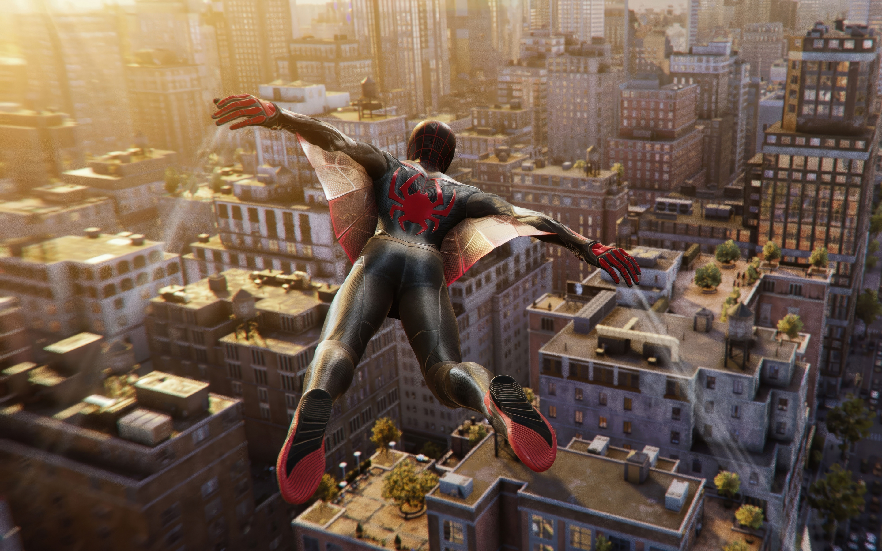 Marvel's Spider-man 2, flying suit, video game, gameplay shot, 2880x1800 wallpaper