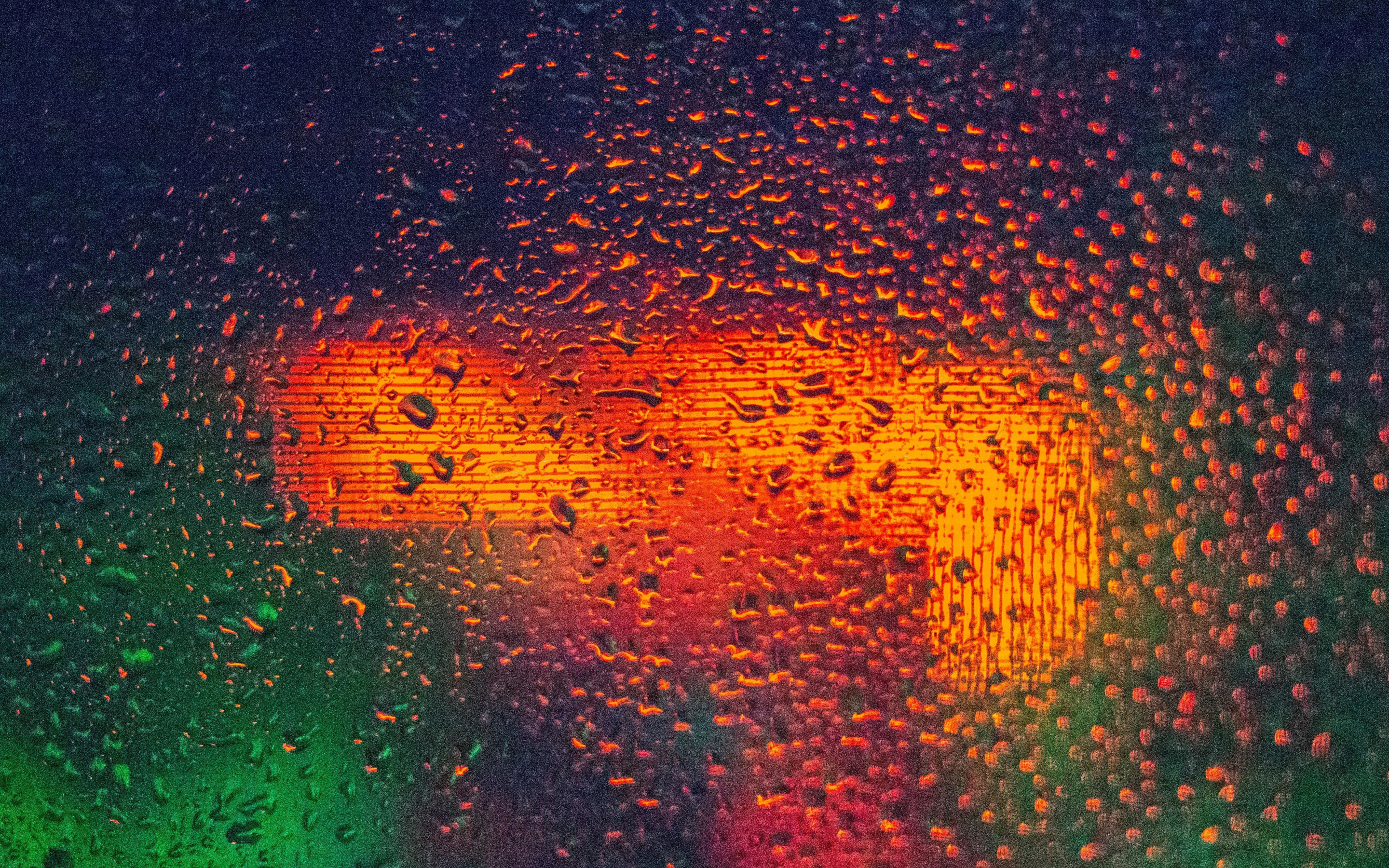 Glass, texture, bokeh, colorful, drops, 2880x1800 wallpaper
