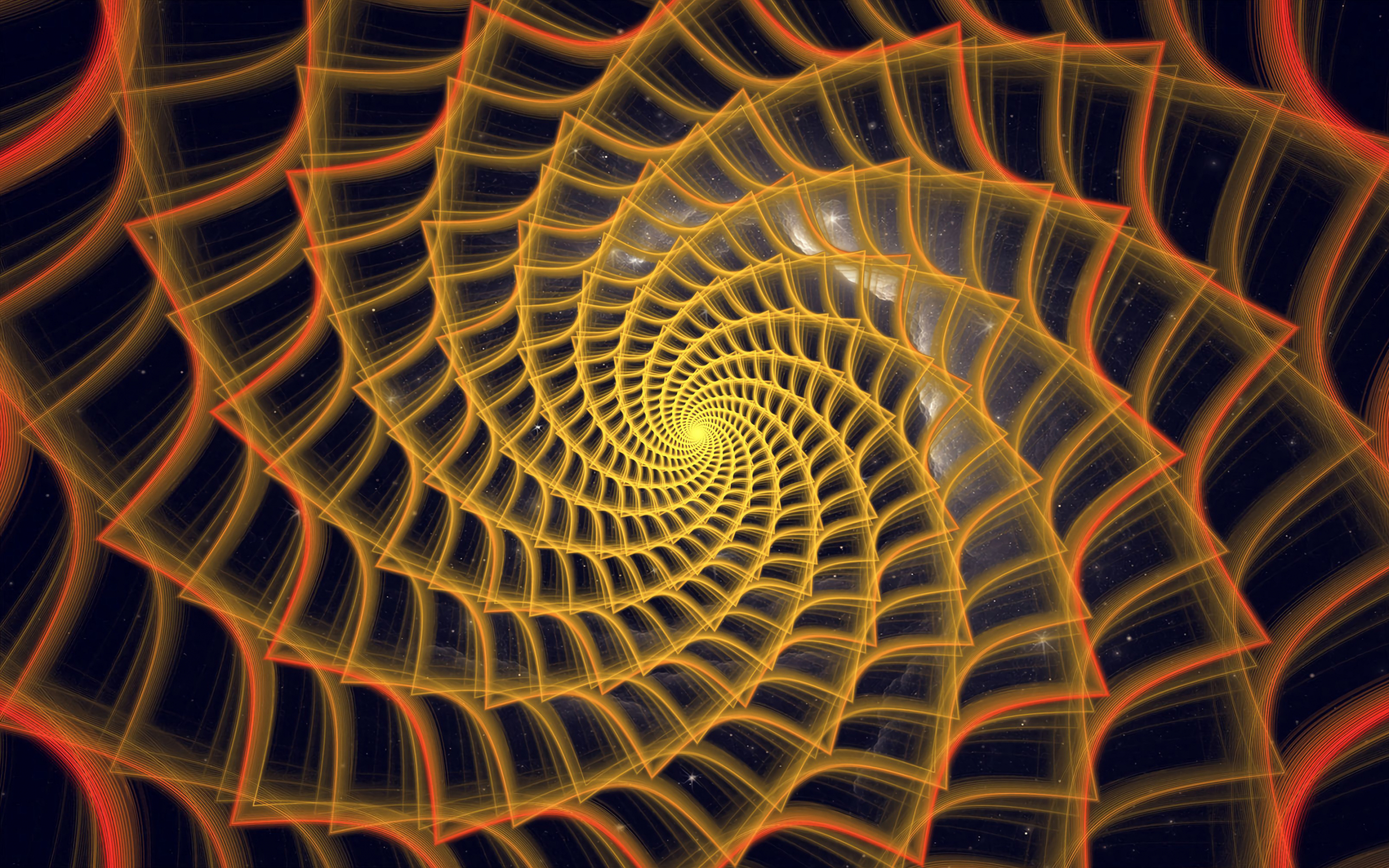 Abstract, spiral, twisted and tangled lines, yellow, 2880x1800 wallpaper
