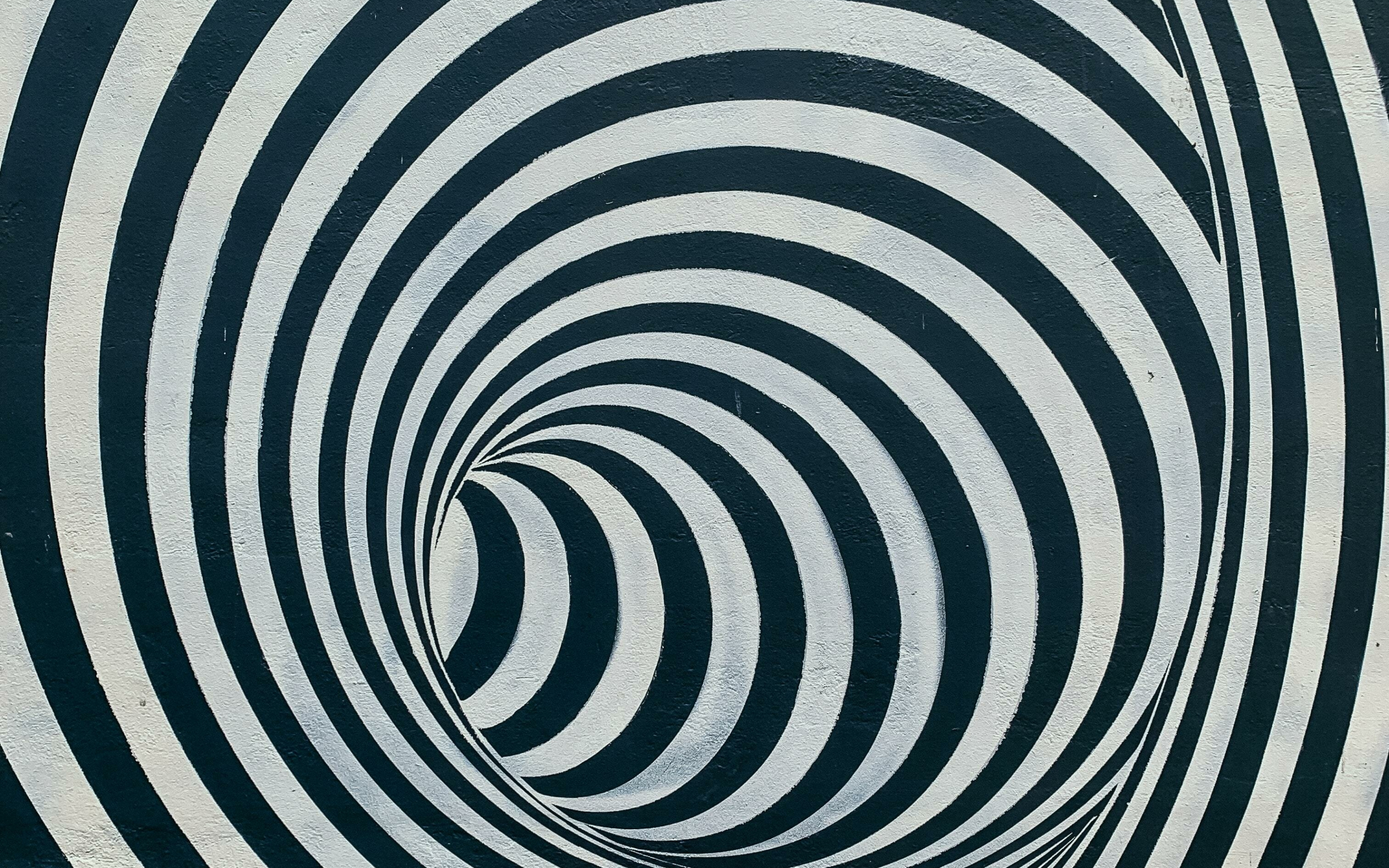 Black and white, illusion tunnel, 2880x1800 wallpaper