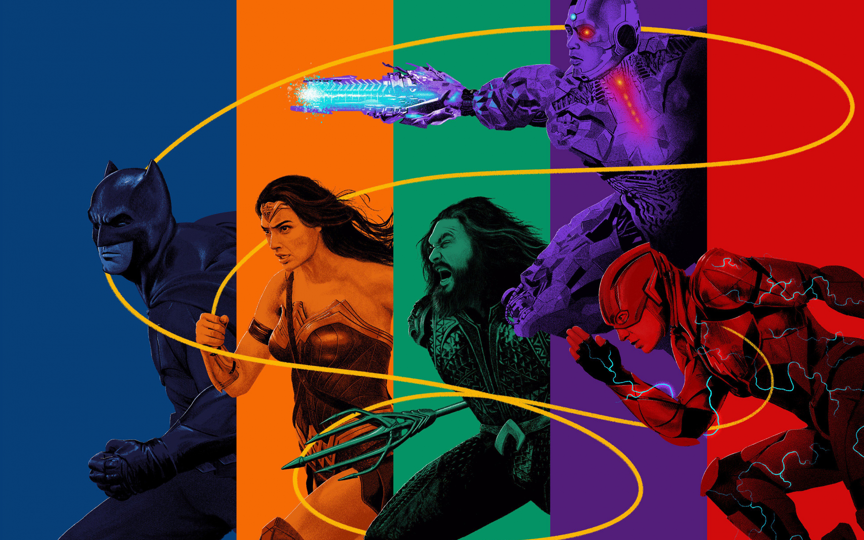 Justice league, batman, wonder woman, aquaman, cyborg, the flash, 2880x1800 wallpaper