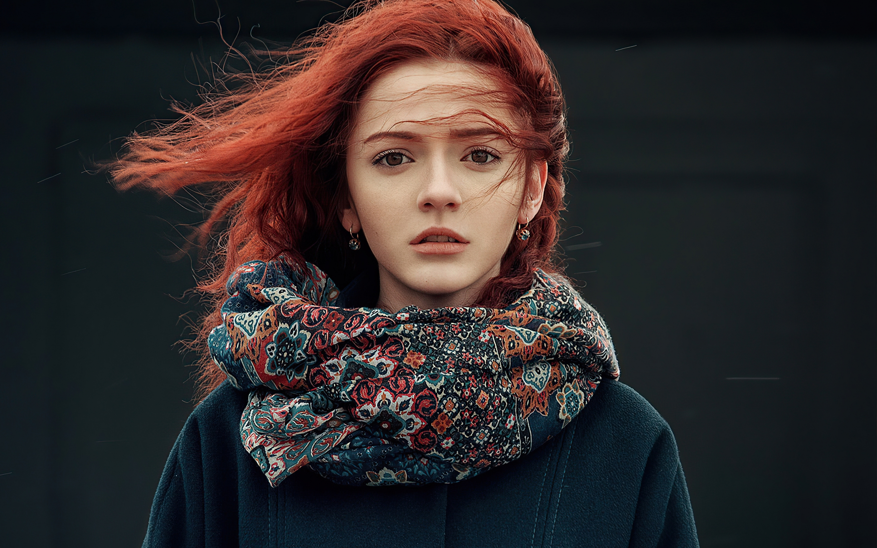 Beautiful girl, portrait, redhead, 2880x1800 wallpaper
