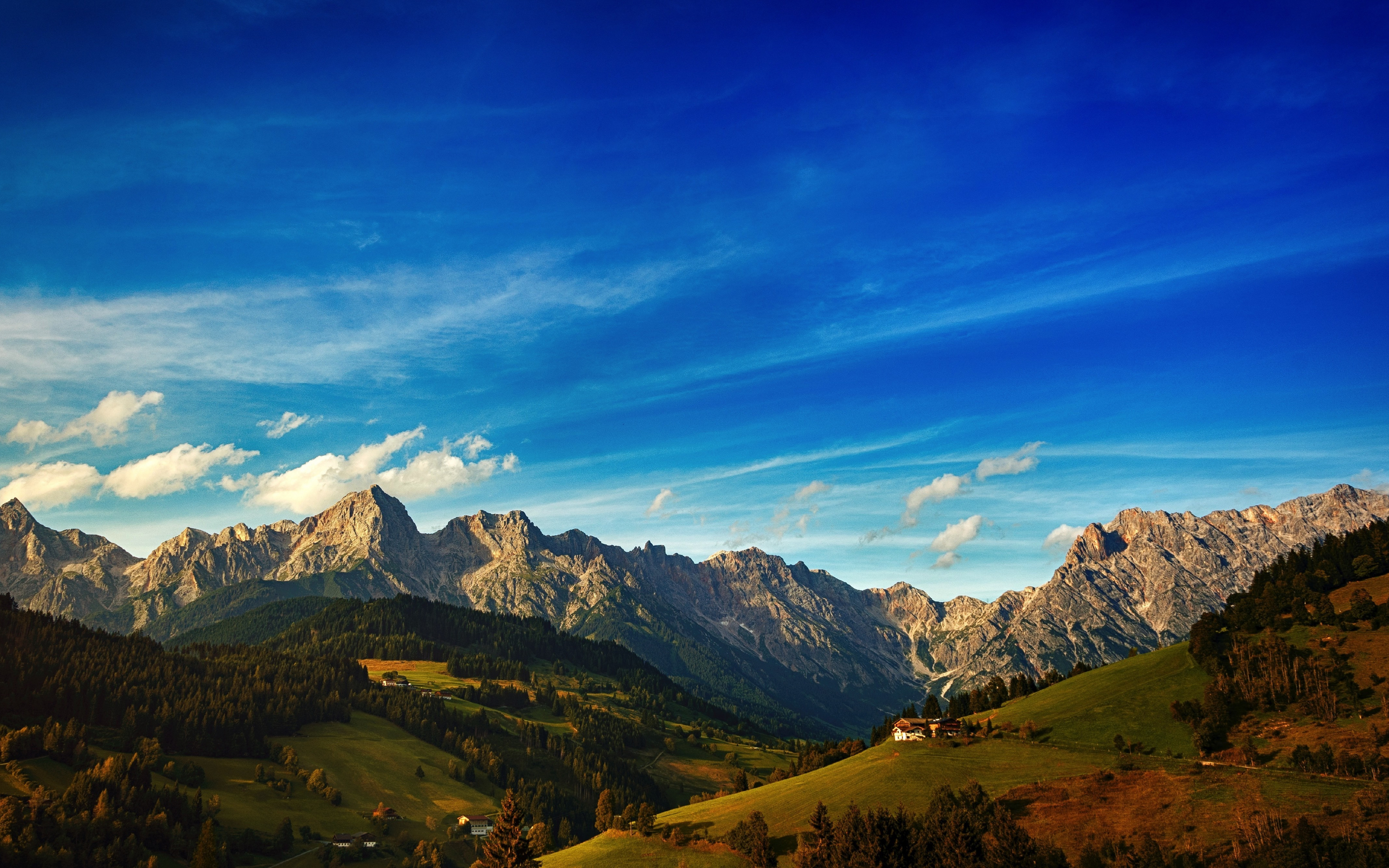 Landscape, mountains range, blue skyline, 2880x1800 wallpaper